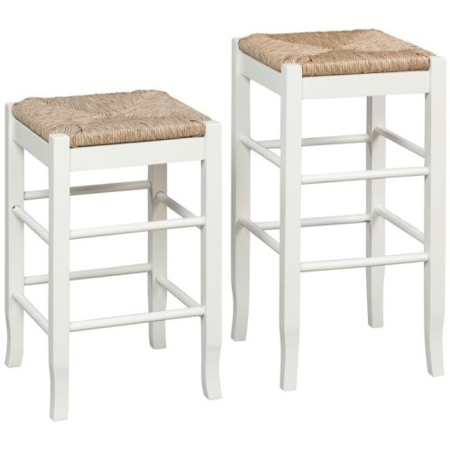 24" SQUARE RUSH CNTR STOOL [WHITE]