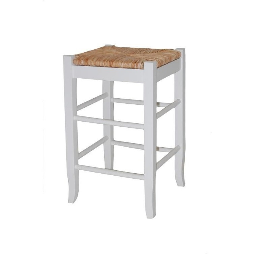 24" SQUARE RUSH CNTR STOOL [WHITE]