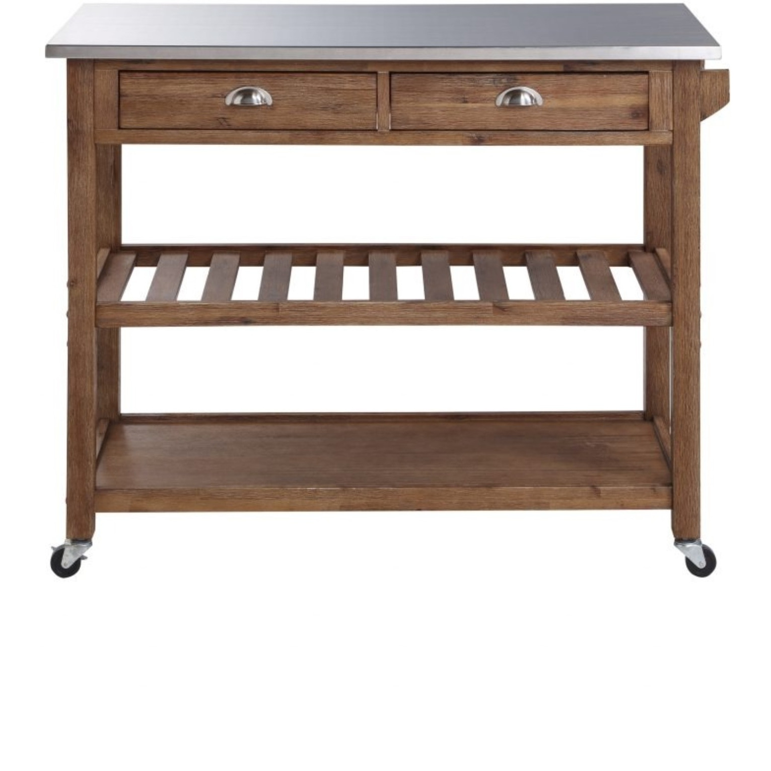 Sonoma Kitchen Cart with Stainless Steel Top [Barnwood Wire-Brush]