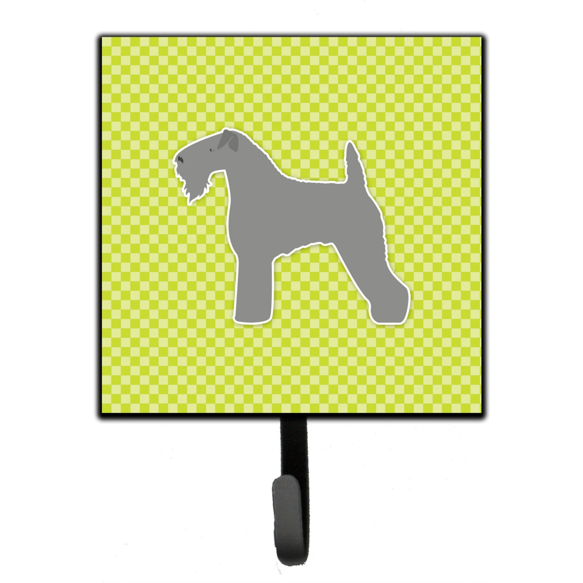 &quotCaroline's Treasures Kerry Blue Terrier Checkerboard Green Leash or Key Holder BB3792SH4, Small, Multicolor"