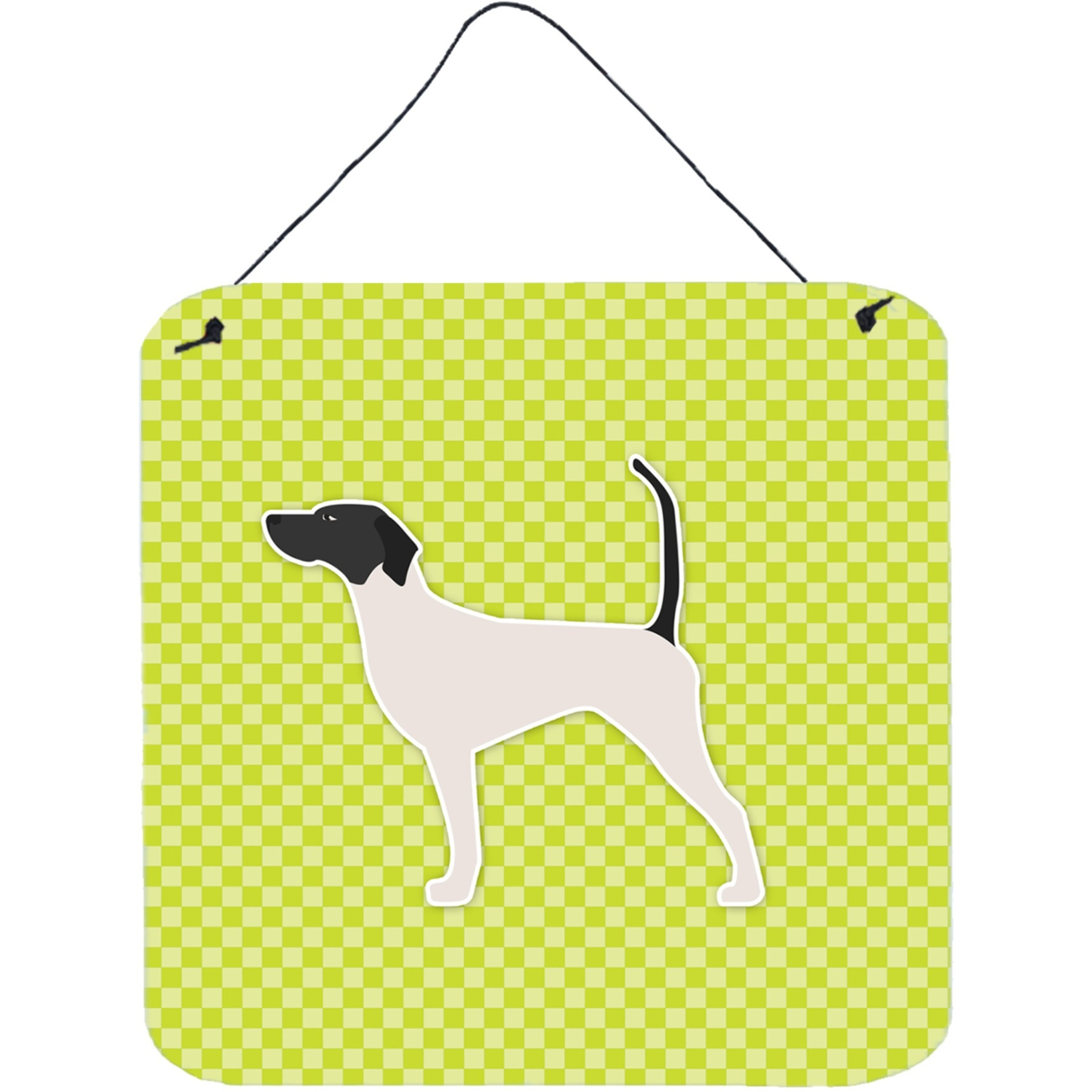 &quotCaroline's Treasures English Pointer Checkerboard Green Wall or Door Hanging Prints BB3795DS66, 6"" x 6"", Multicolor"