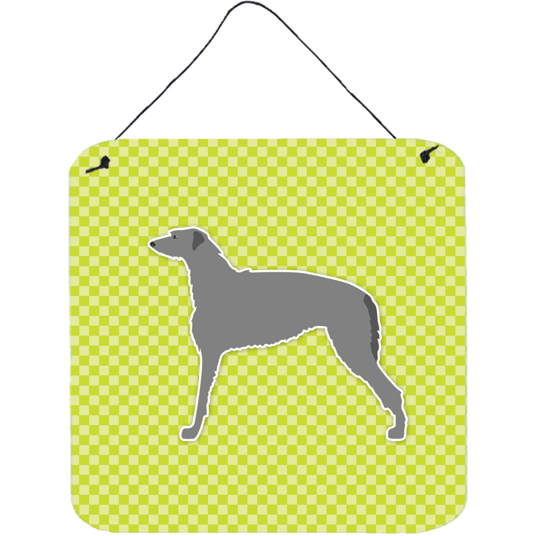 &quotCaroline's Treasures Scottish Deerhound Checkerboard Green Wall or Door Hanging Prints BB3796DS66, 6"" x 6"", Multicolor"