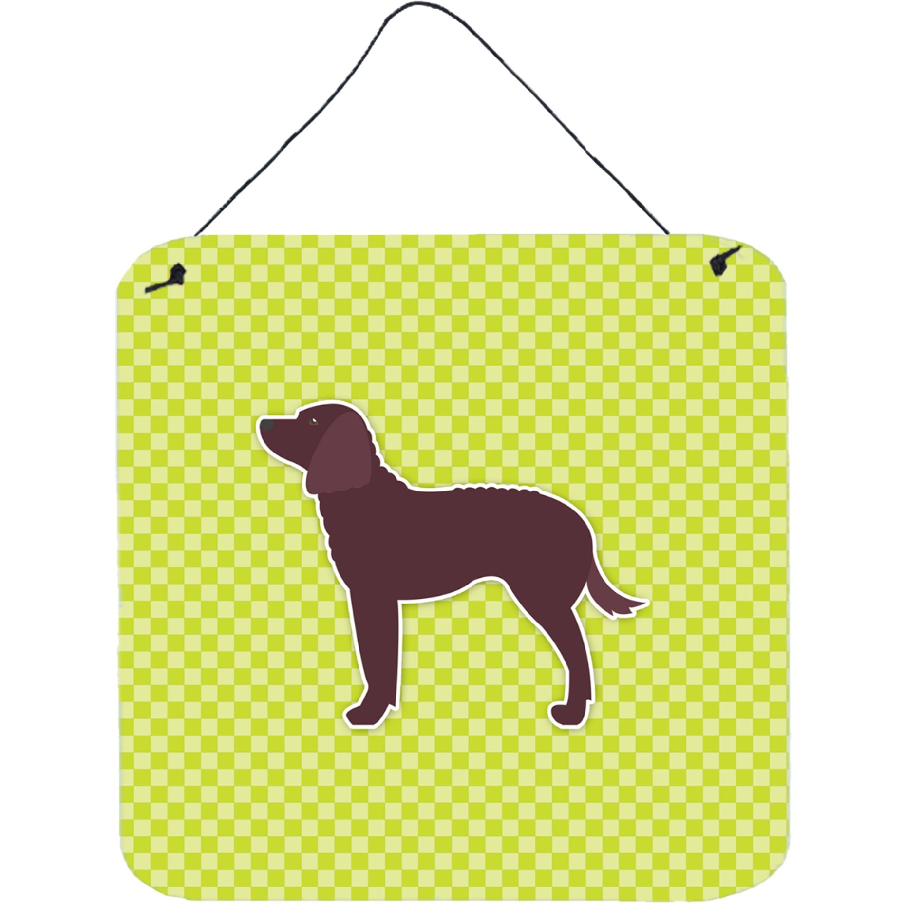 &quotCaroline's Treasures American Water Spaniel Checkerboard Green Wall or Door Hanging Prints BB3801DS66, 6"" x 6"", Multicolor"