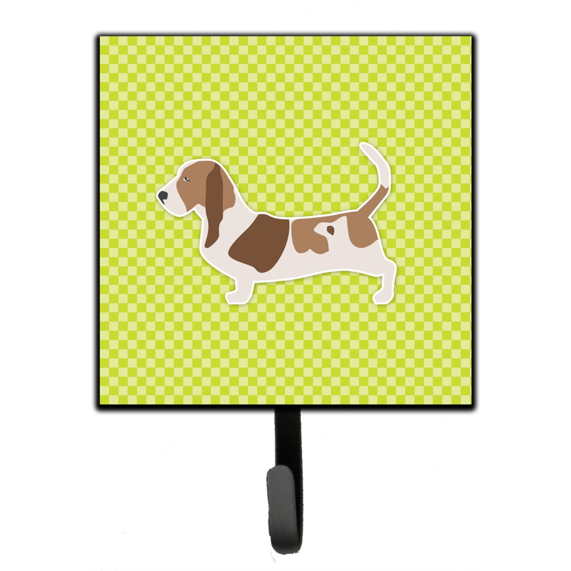 &quotCaroline's Treasures Basset Hound Checkerboard Green Leash or Key Holder BB3802SH4, Small, Multicolor"