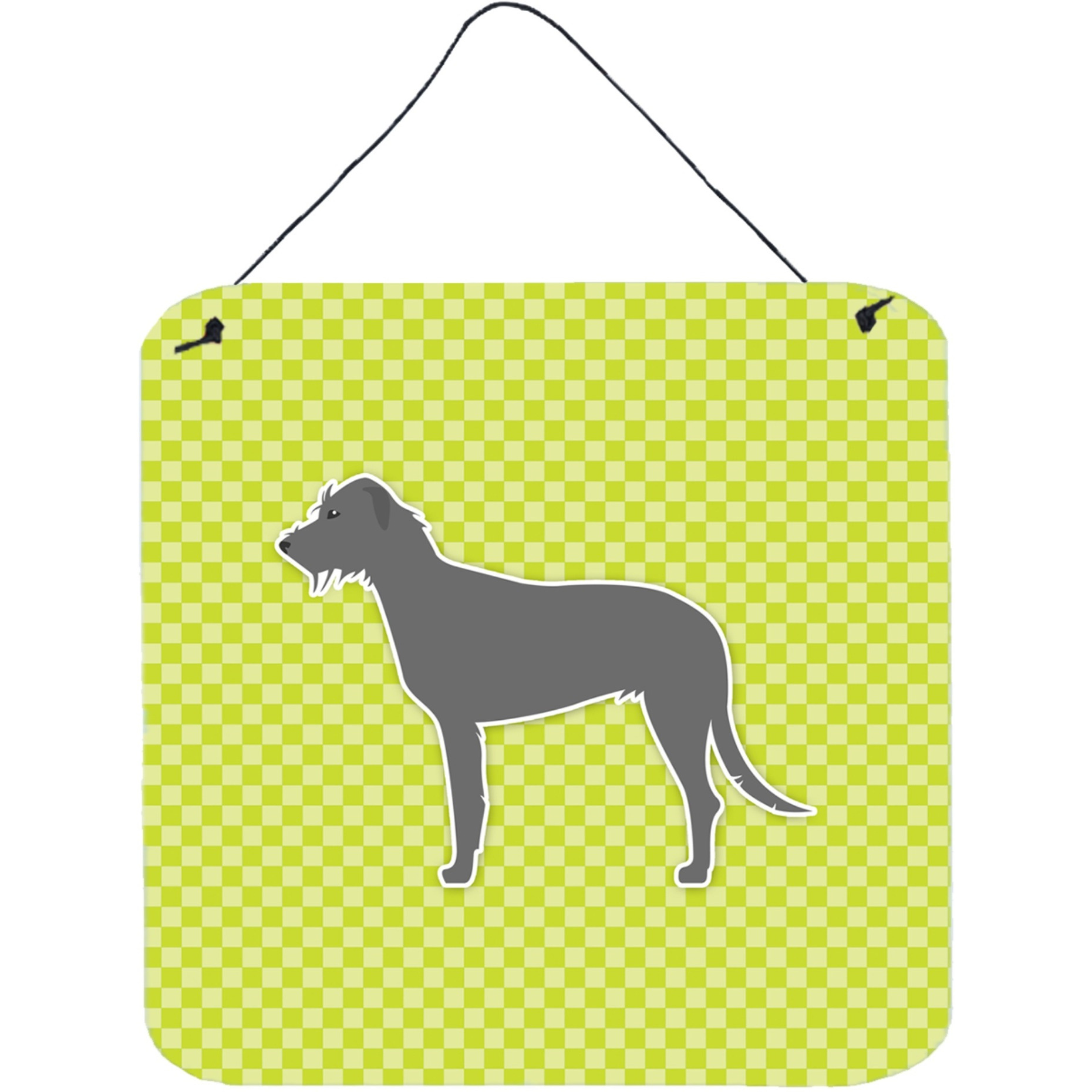 &quotCaroline's Treasures Irish Wolfhound Checkerboard Green Wall or Door Hanging Prints BB3803DS66, 6"" x 6"", Multicolor"