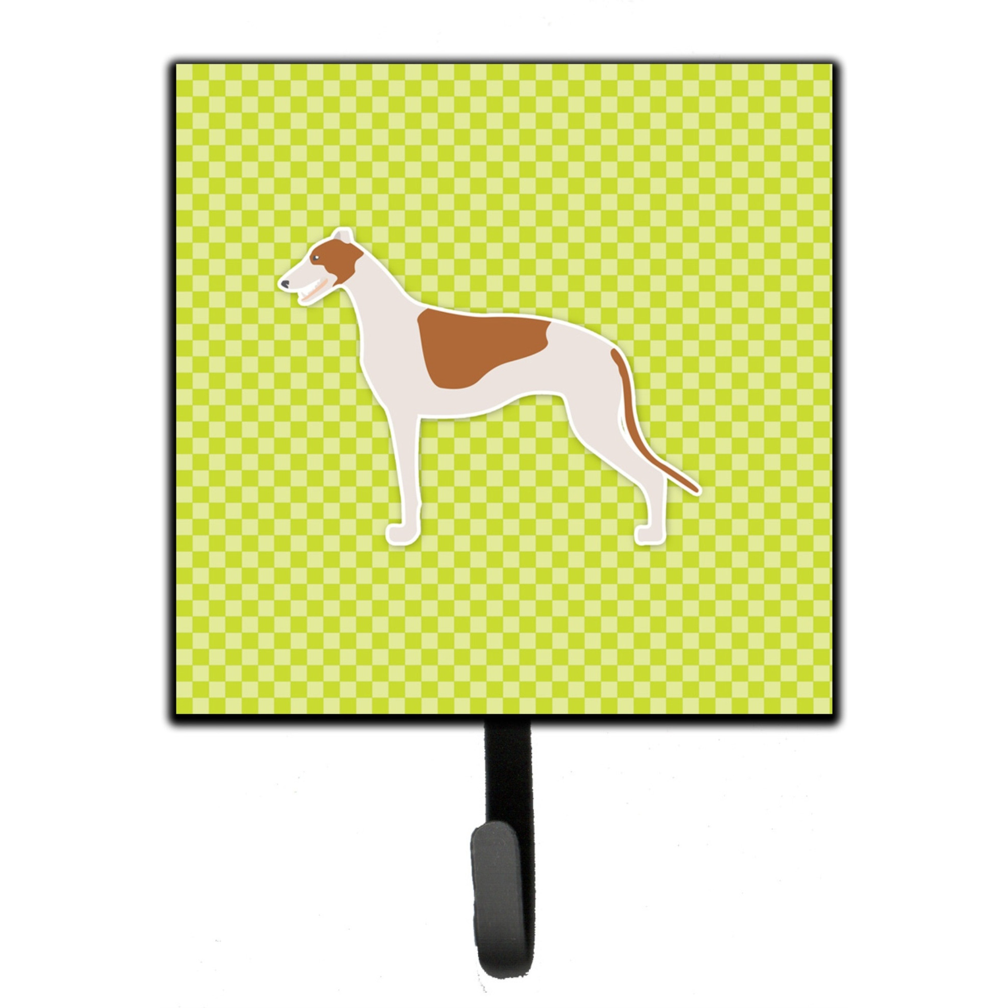 &quotCaroline's Treasures Greyhound Checkerboard Green Leash or Key Holder BB3805SH4, Small, Multicolor"
