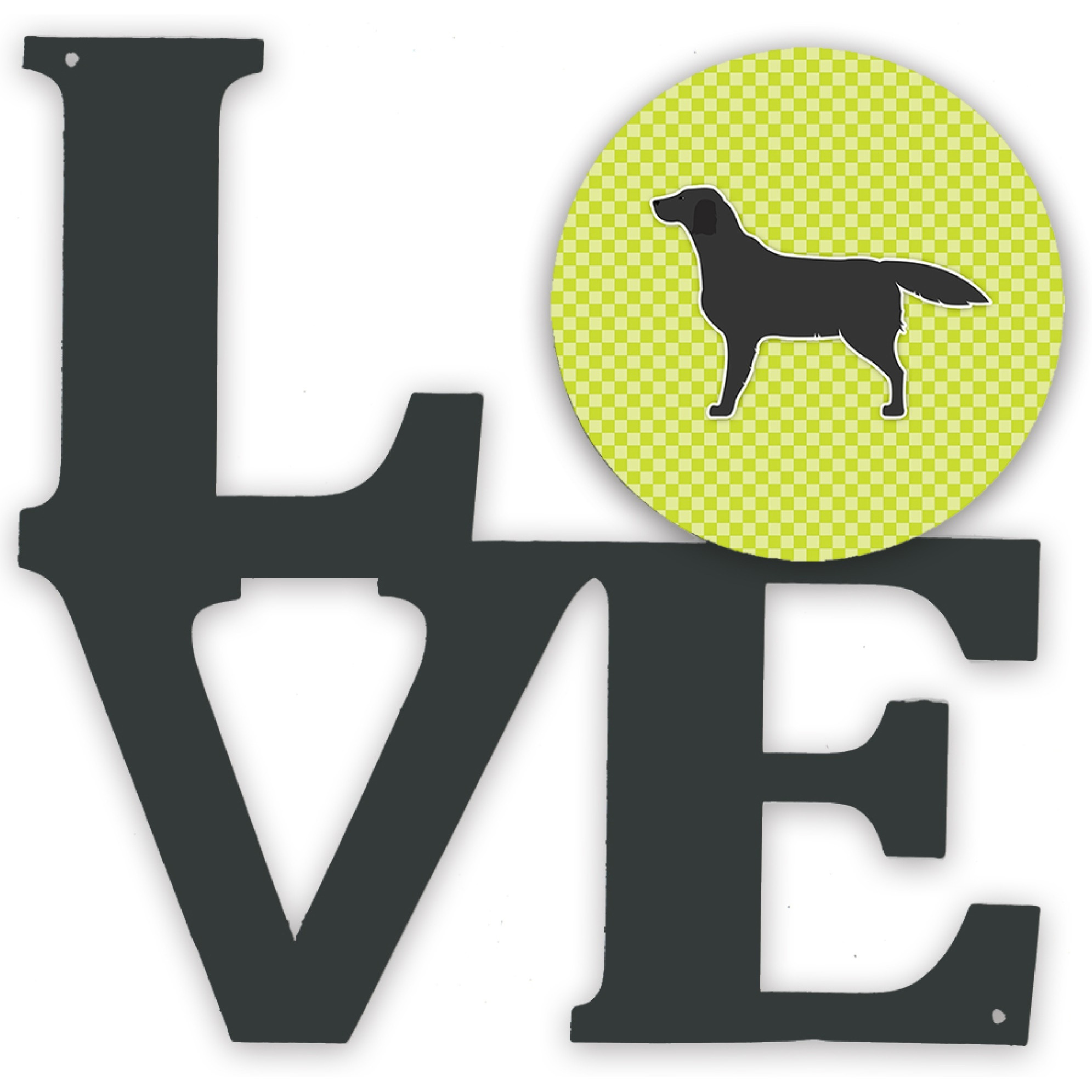 &quotCaroline's Treasures Black Labrador Retriever Checkerboard Green Metal Artwork Love wall-decor, Multicolor"