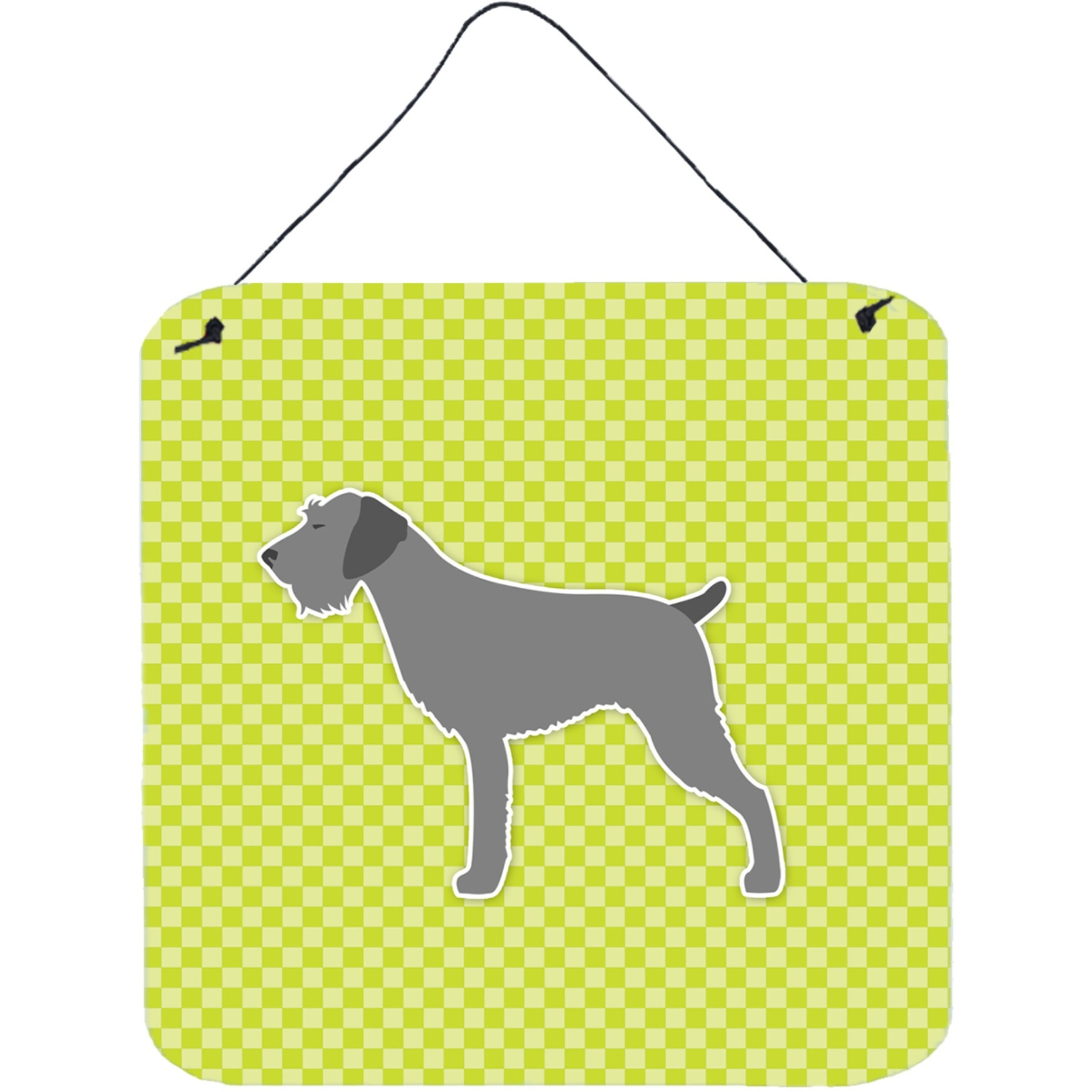 &quotCaroline's Treasures German Wirehaired Pointer Checkerboard Green Wall or Door Hanging Prints BB3811DS66, 6"" x 6"", Multicolor"