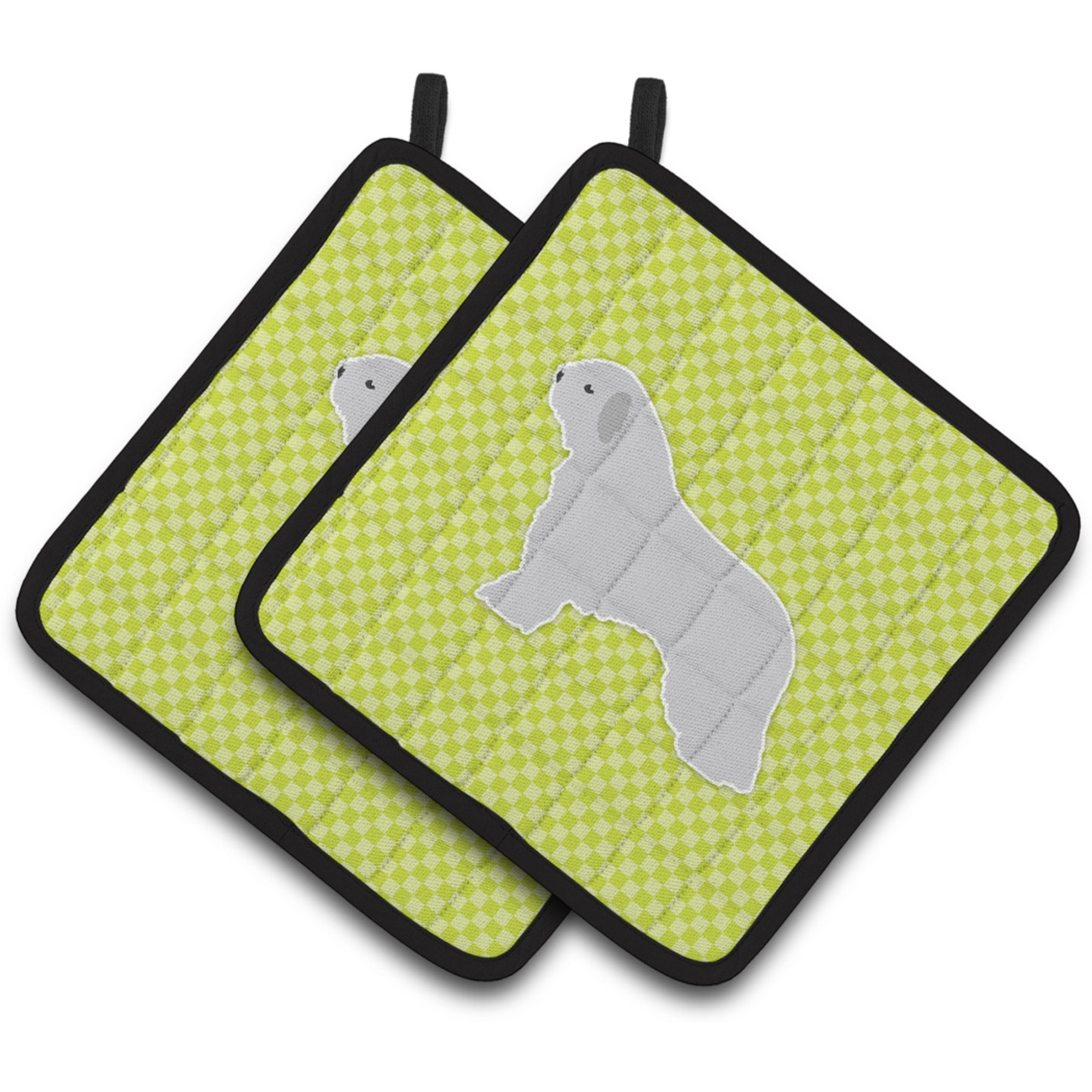 &quotCaroline's Treasures Spanish Water Dog Checkerboard green Pair of Pot Holders BB3815PTHD, 7.5HX7.5W, Multicolor"