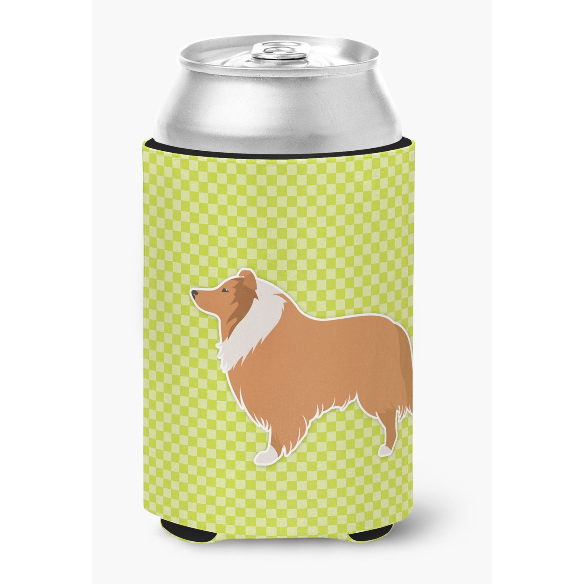 &quotCaroline's Treasures Collie Checkerboard green Can or Bottle Hugger BB3816CC, Can Hugger, Multicolor"