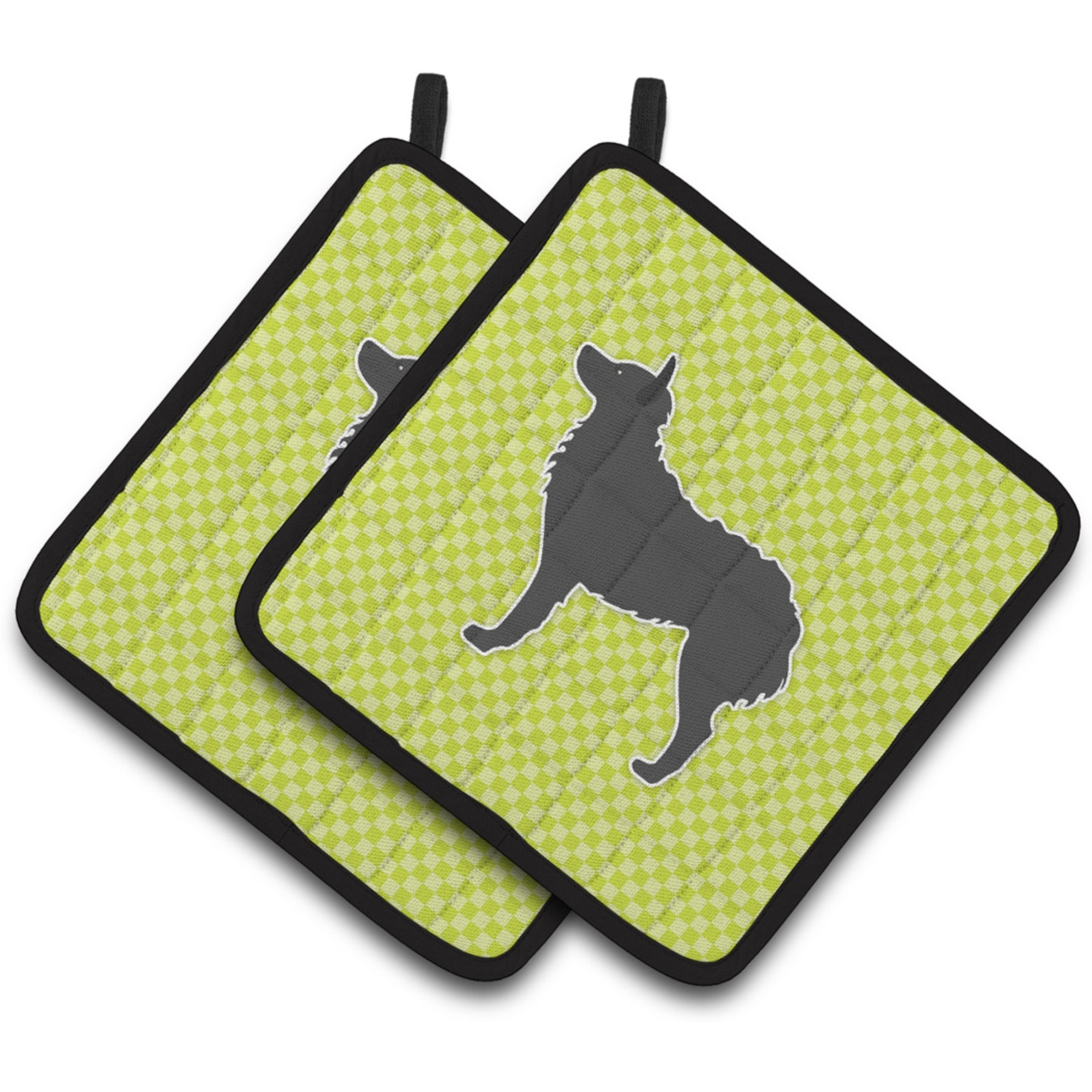 &quotCaroline's Treasures Croatian Sheepdog Checkerboard green Pair of Pot Holders BB3821PTHD, 7.5HX7.5W, Multicolor"