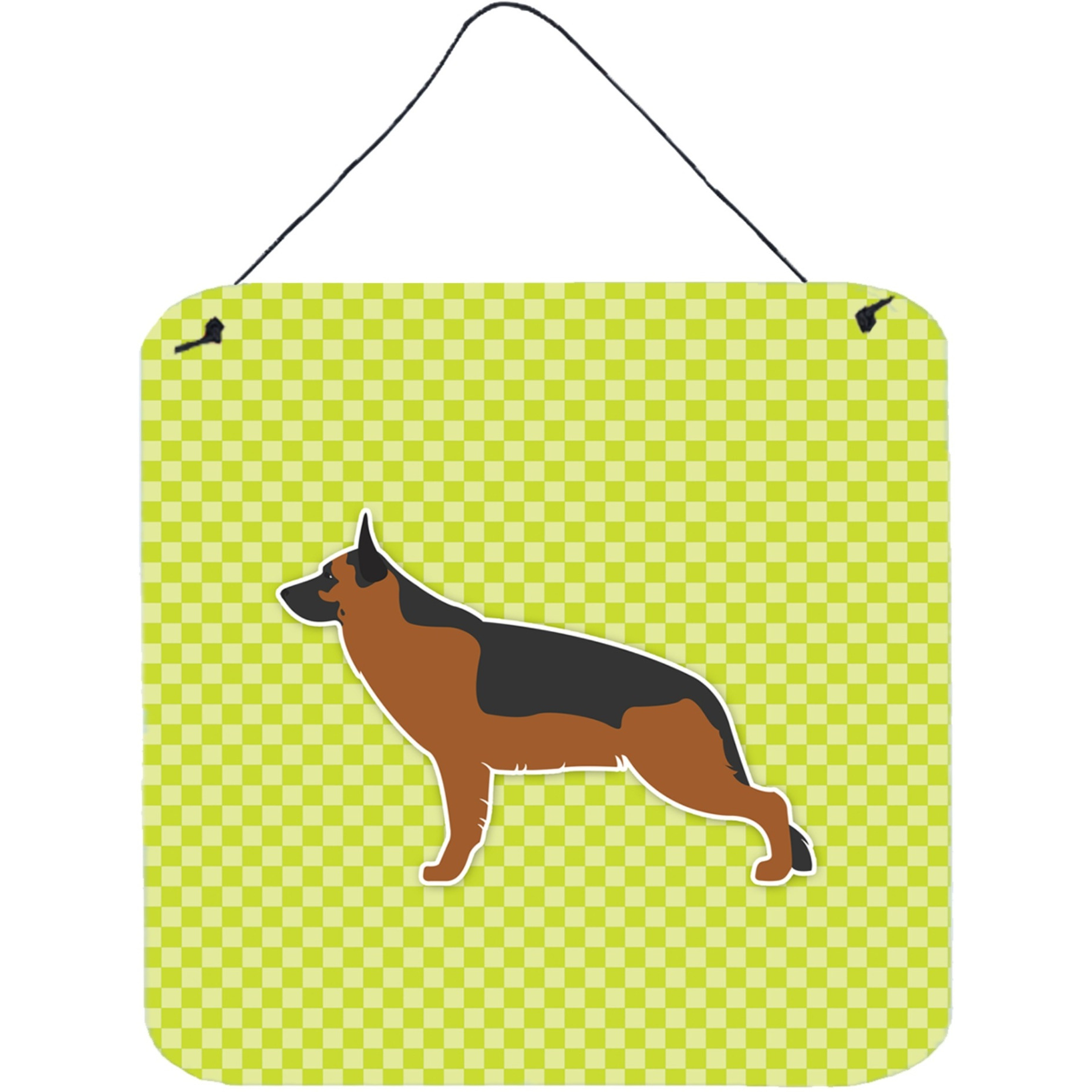&quotCaroline's Treasures German Shepherd Checkerboard Green Wall or Door Hanging Prints BB3824DS66, 6"" x 6"", Multicolor"