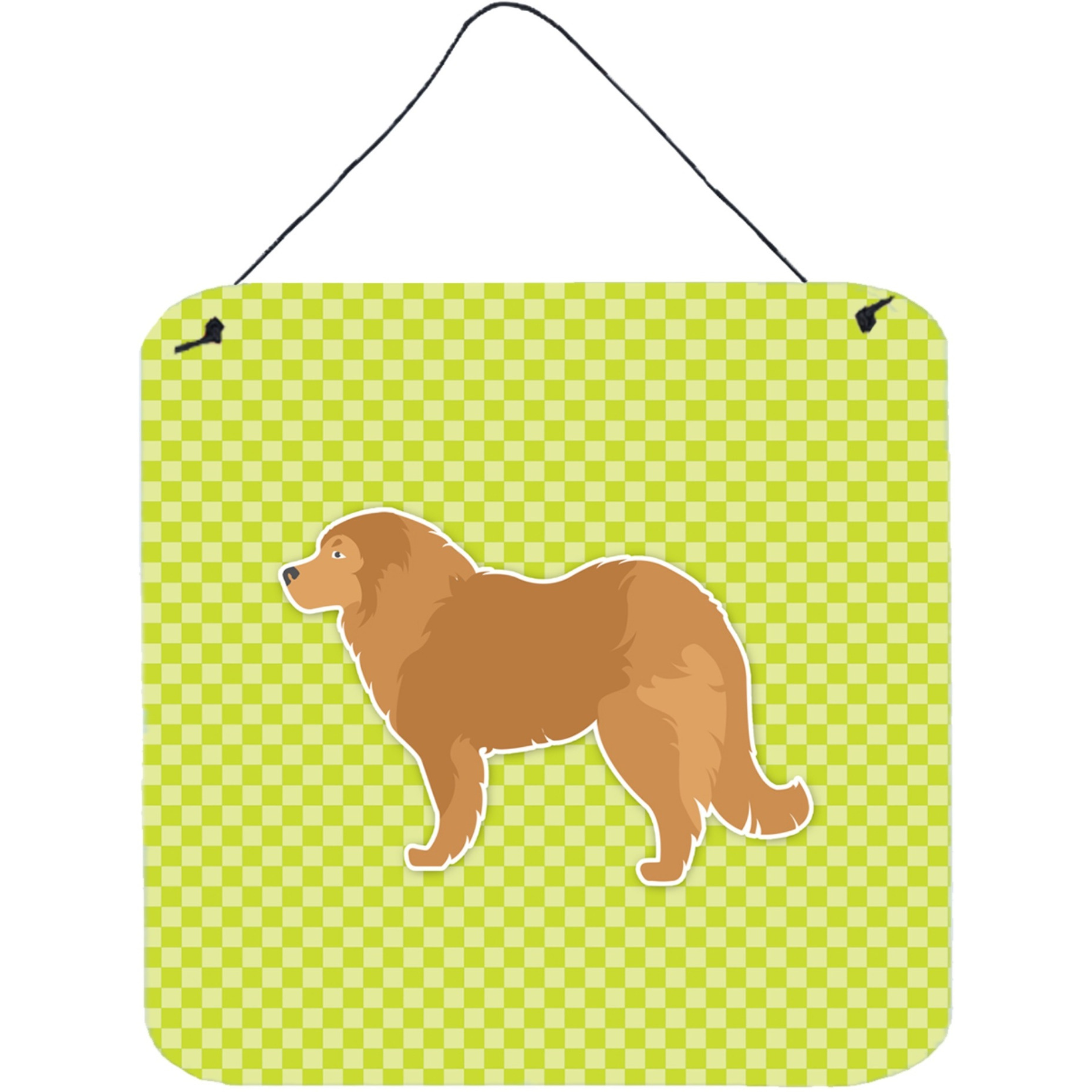 &quotCaroline's Treasures Caucasian Shepherd Dog Checkerboard Green Wall or Door Hanging Prints BB3825DS66, 6"" x 6"", Multicolor"