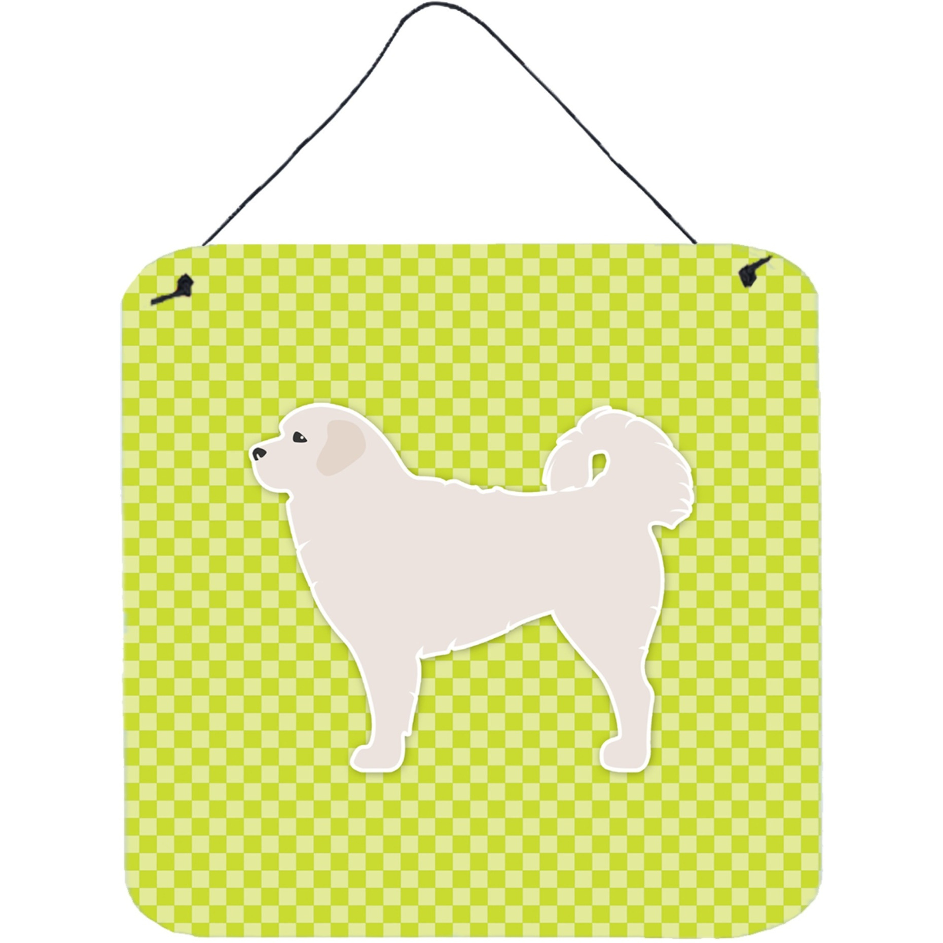 &quotCaroline's Treasures Polish Tatra Sheepdog Checkerboard Green Wall or Door Hanging Prints BB3827DS66, 6"" x 6"", Multicolor"