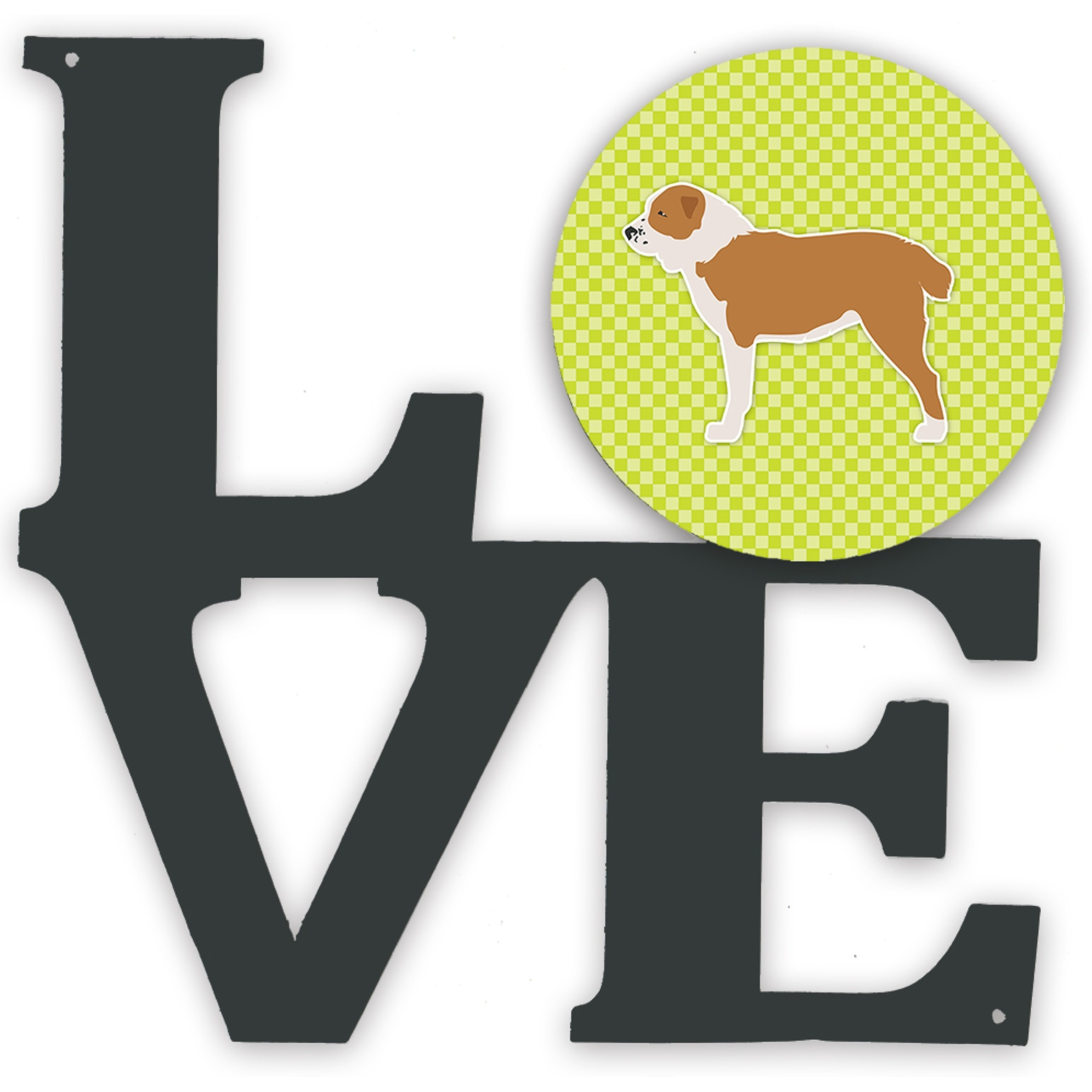&quotCaroline's Treasures Central Asian Shepherd Dog Checkerboard Green Metal Artwork Love wall-decor, Multicolor"
