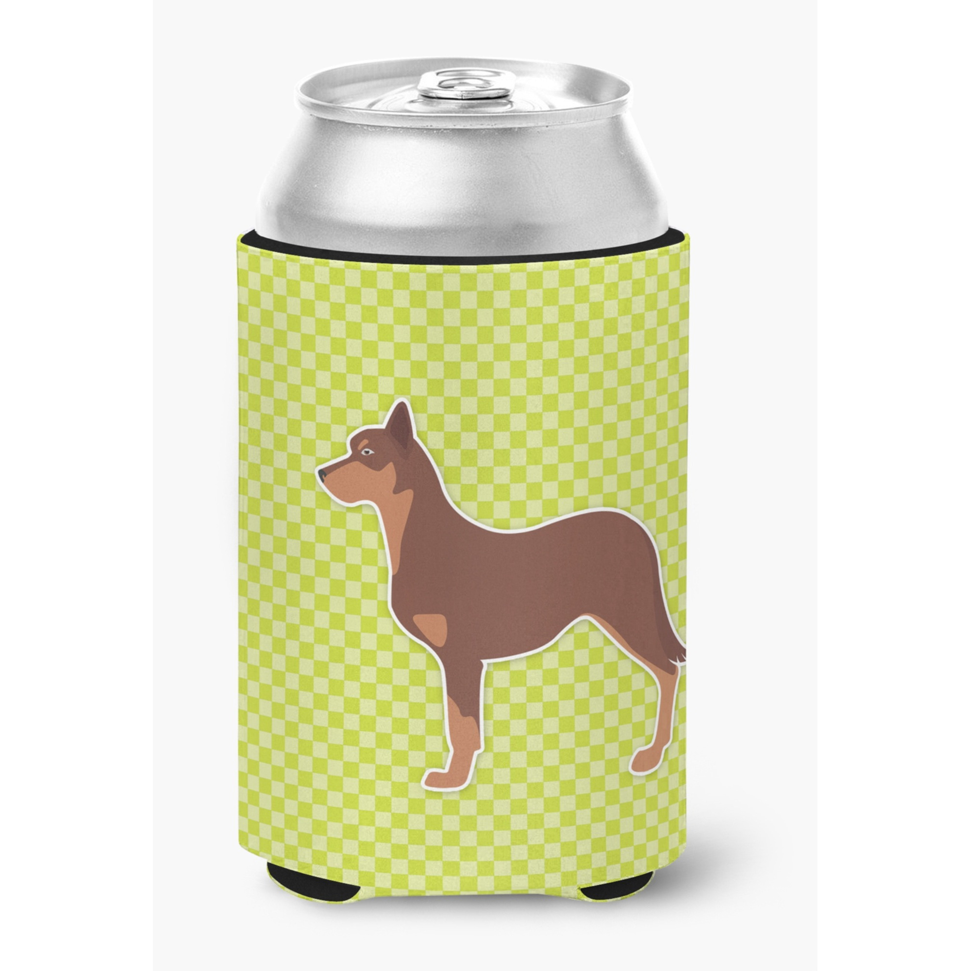 &quotCaroline's Treasures Australian Kelpie Dog Checkerboard green Can or Bottle Hugger BB3829CC, Can Hugger, Multicolor"