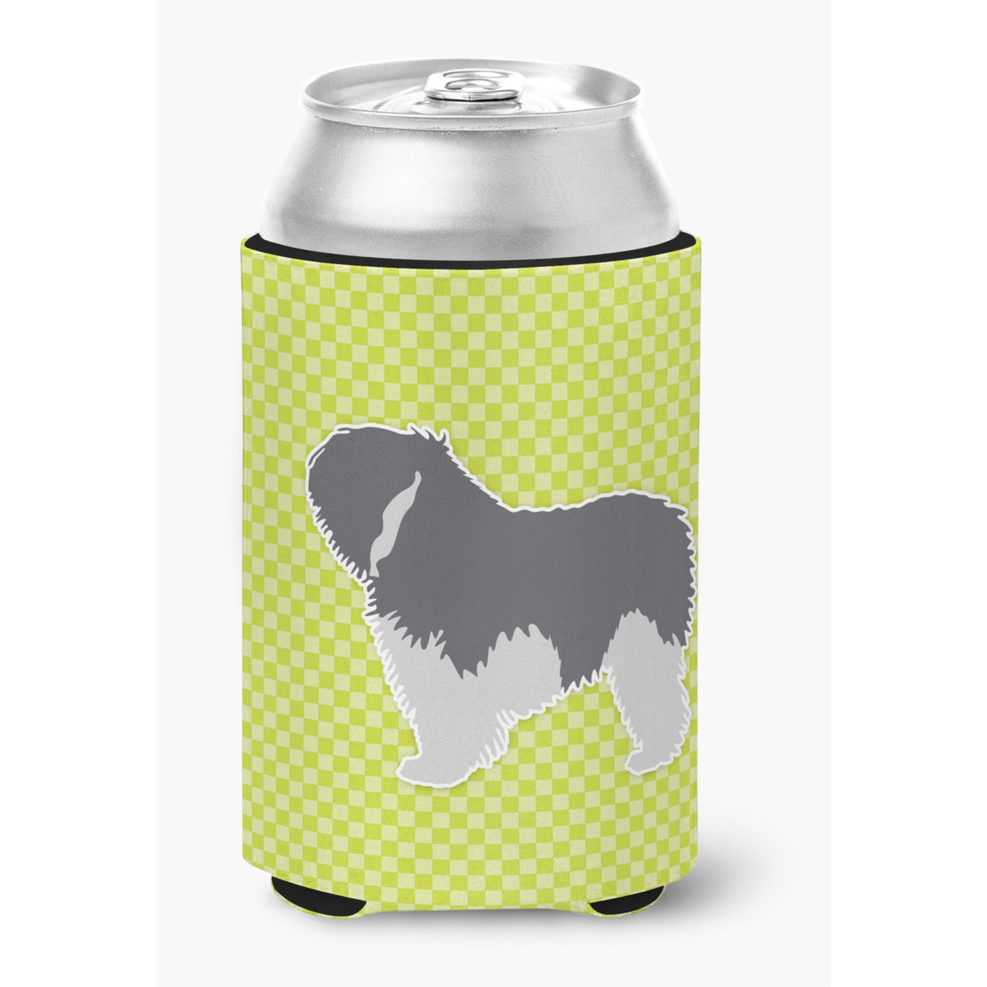 &quotCaroline's Treasures BB3832CC Polish Lowland Sheepdog Dog Checkerboard Green Can or Bottle Hugger, Multicolor"