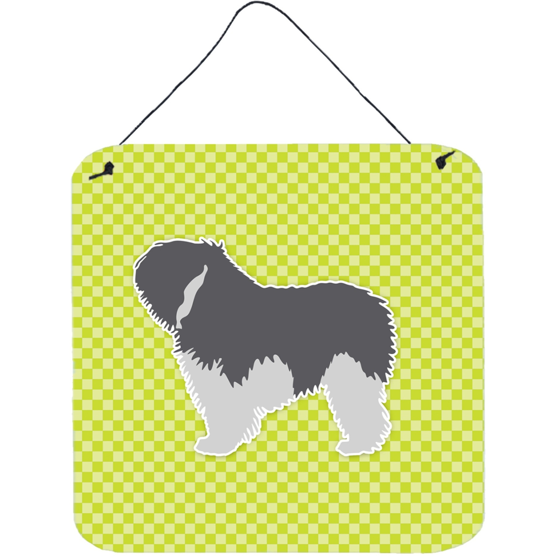 &quotCaroline's Treasures Polish Lowland Sheepdog Dog Checkerboard Green Wall or Door Hanging Prints BB3832DS66, 6"" x 6"", Multicolor"