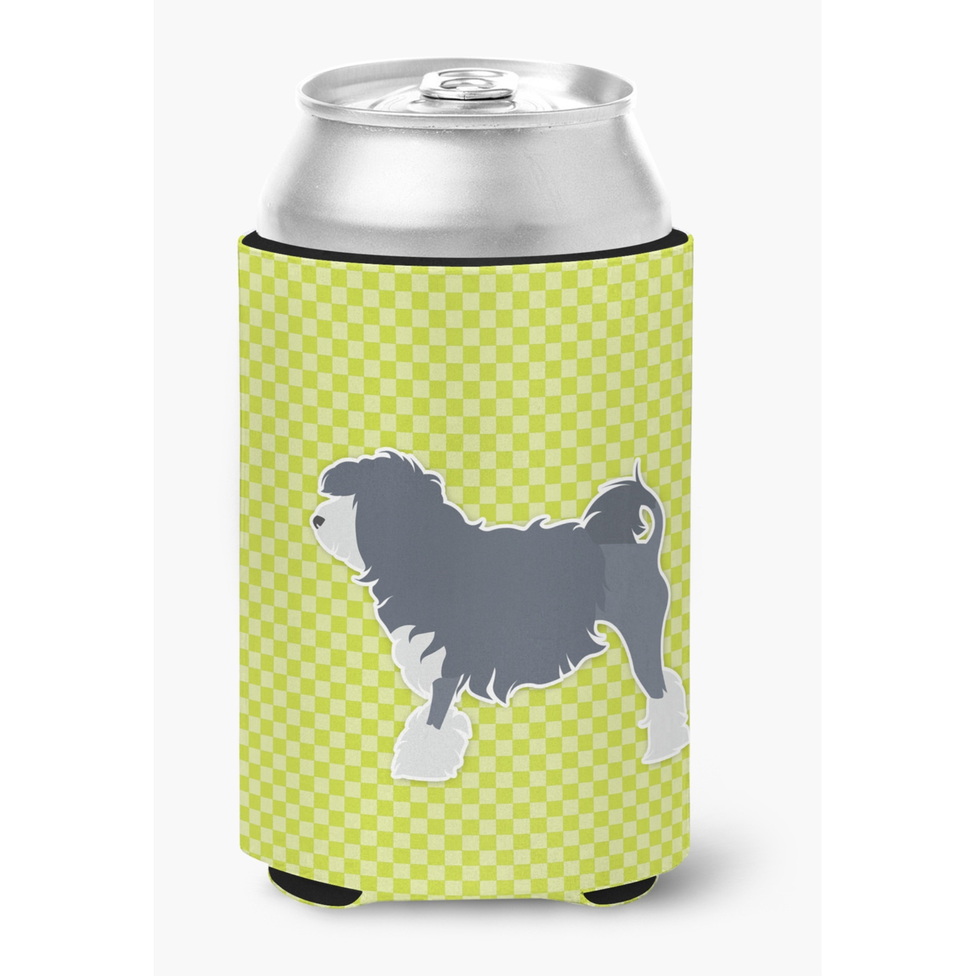 &quotCaroline's Treasures Lowchen Checkerboard green Can or Bottle Hugger BB3835CC, Can Hugger, Multicolor"