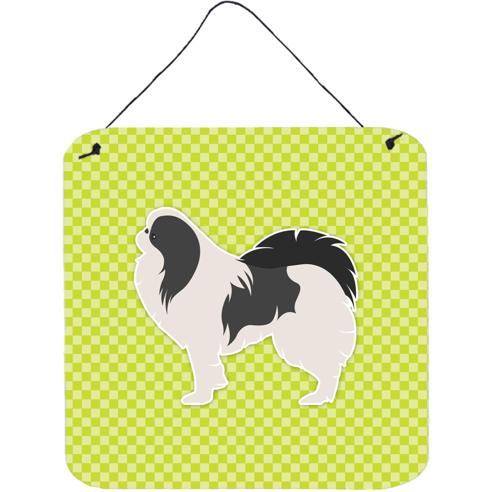 &quotCaroline's Treasures Japanese Chin Checkerboard Green Wall or Door Hanging Prints BB3837DS66, 6"" x 6"", Multicolor"