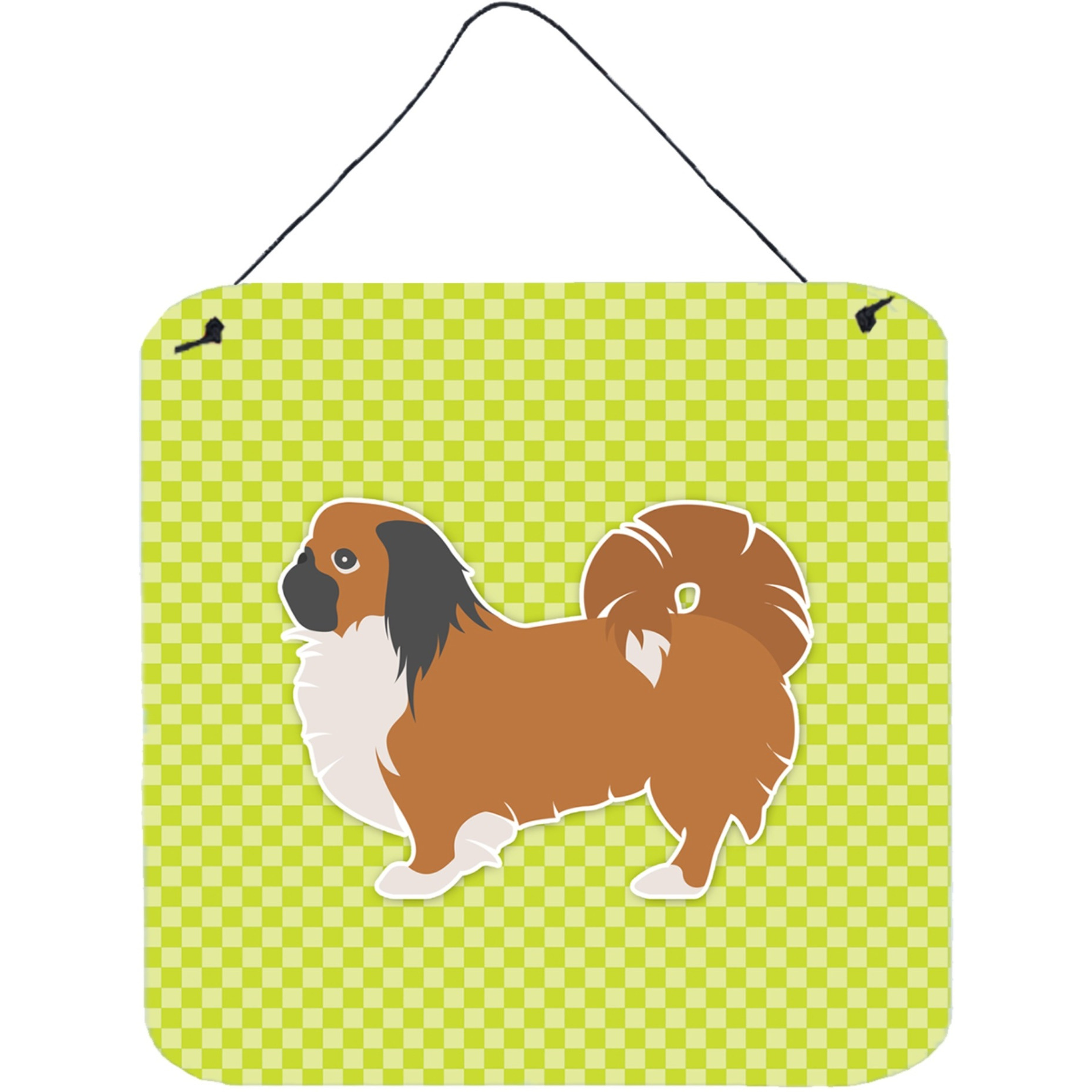 &quotCaroline's Treasures Pekingese Checkerboard Green Wall or Door Hanging Prints BB3838DS66, 6"" x 6"", Multicolor"