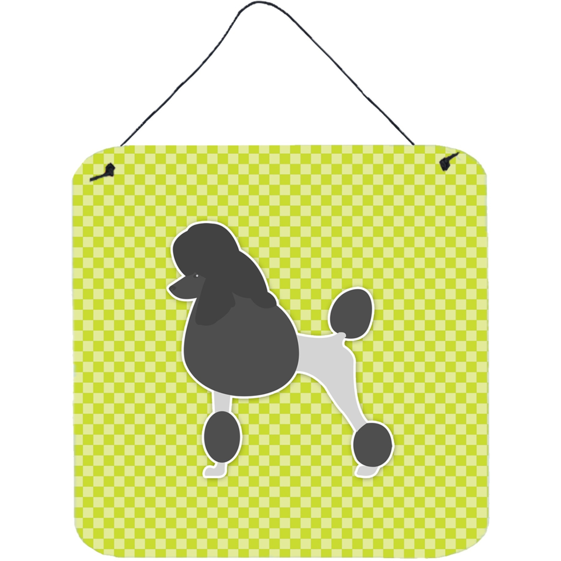 &quotCaroline's Treasures Poodle Checkerboard Green Wall or Door Hanging Prints BB3839DS66, 6"" x 6"", Multicolor"