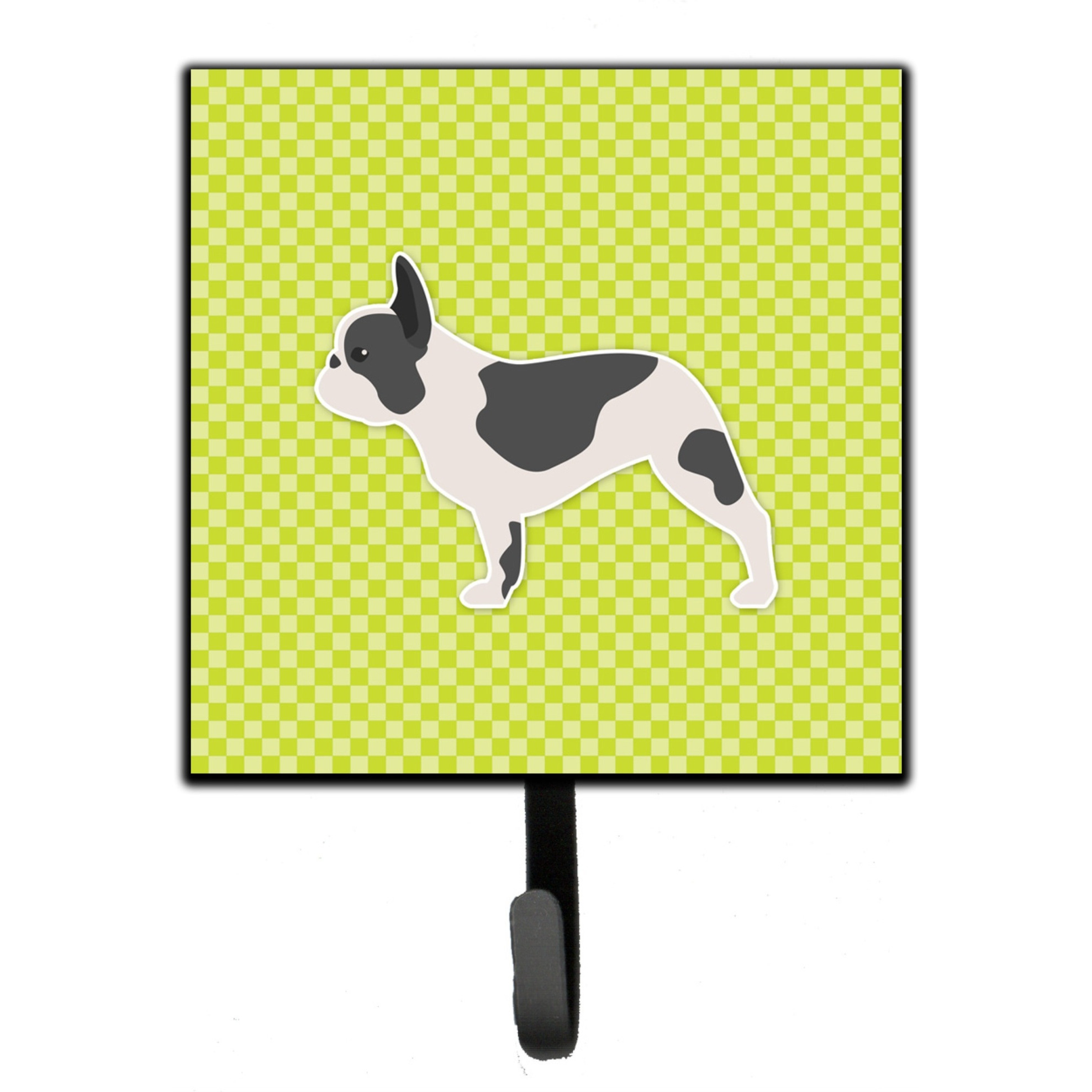&quotCaroline's Treasures French Bulldog Checkerboard Green Leash or Key Holder BB3841SH4, Small, Multicolor"