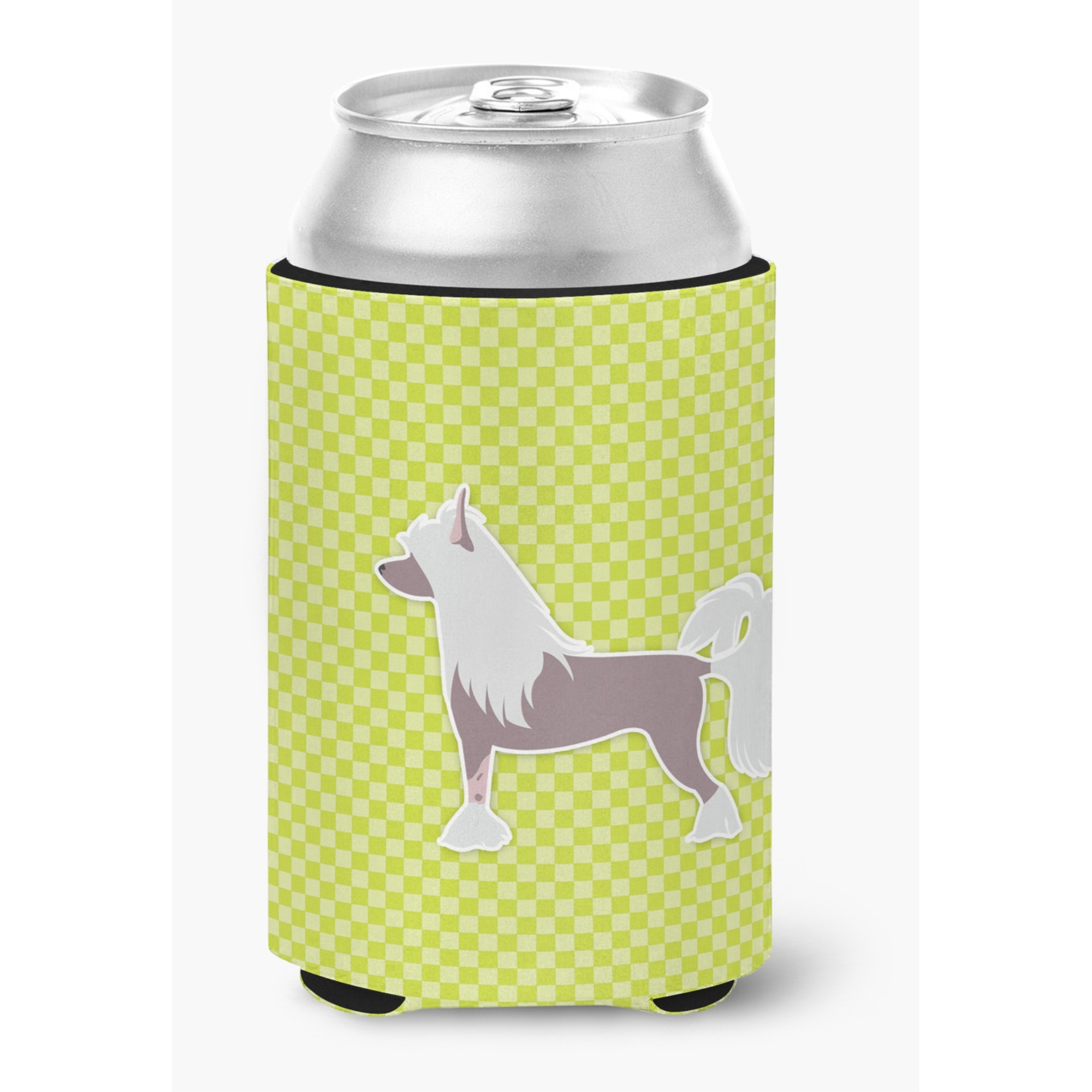 &quotCaroline's Treasures Chinese Crested Checkerboard green Can or Bottle Hugger BB3843CC, Can Hugger, Multicolor"