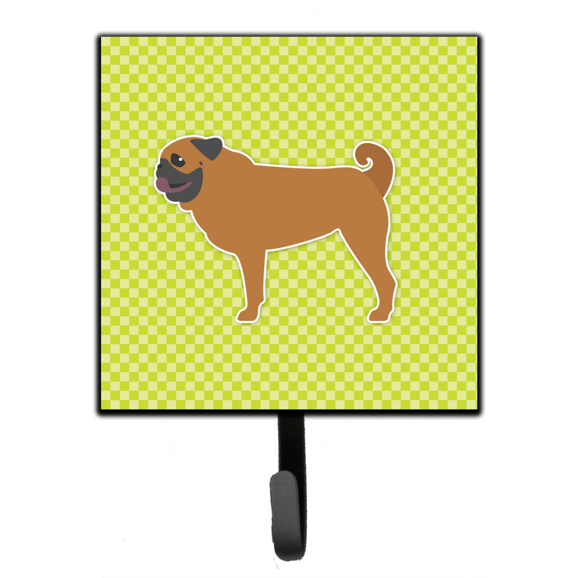 &quotCaroline's Treasures Pug Checkerboard Green Leash or Key Holder BB3847SH4, Small, Multicolor"
