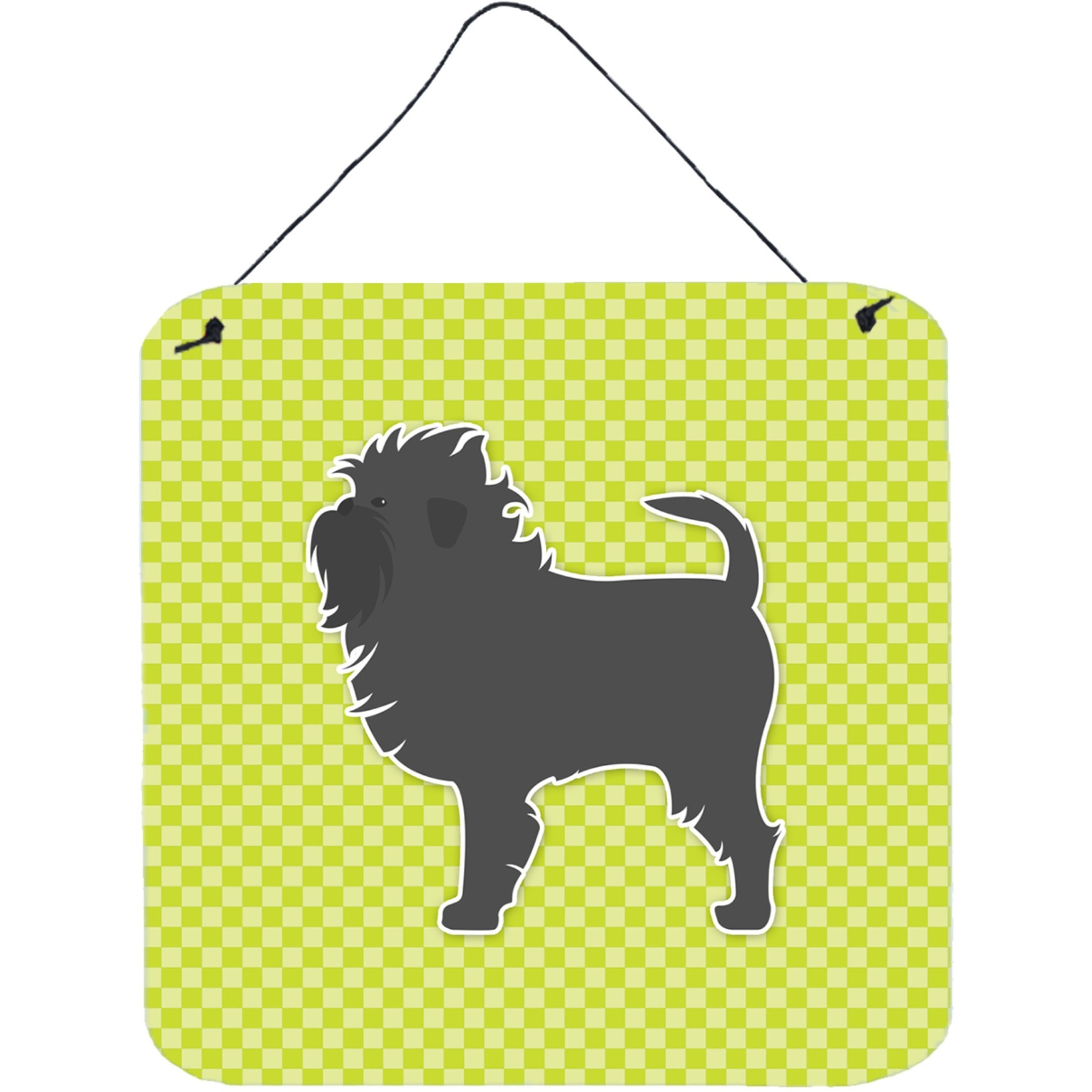 &quotCaroline's Treasures Affenpinscher Checkerboard Green Wall or Door Hanging Prints BB3848DS66, 6"" x 6"", Multicolor"