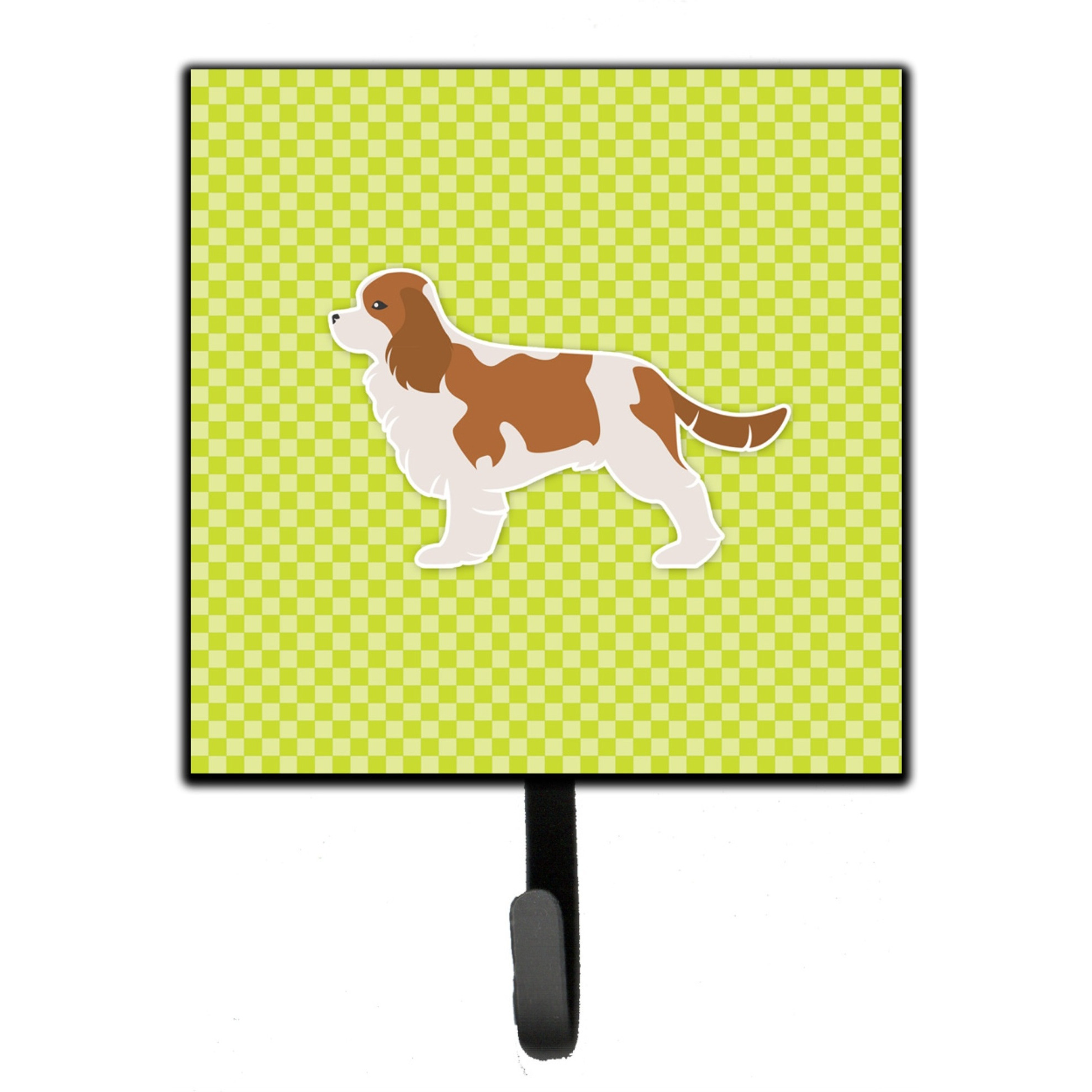 &quotCaroline's Treasures Cavalier King Charles Spaniel Checkerboard Green Leash or Key Holder BB3849SH4, Small, Multicolor"