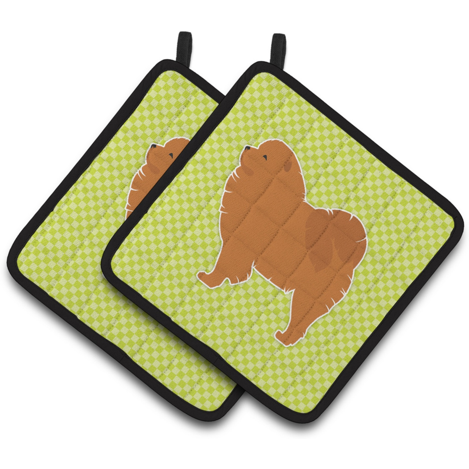 &quotCaroline's Treasures Chow Checkerboard green Pair of Pot Holders BB3851PTHD, 7.5HX7.5W, Multicolor"