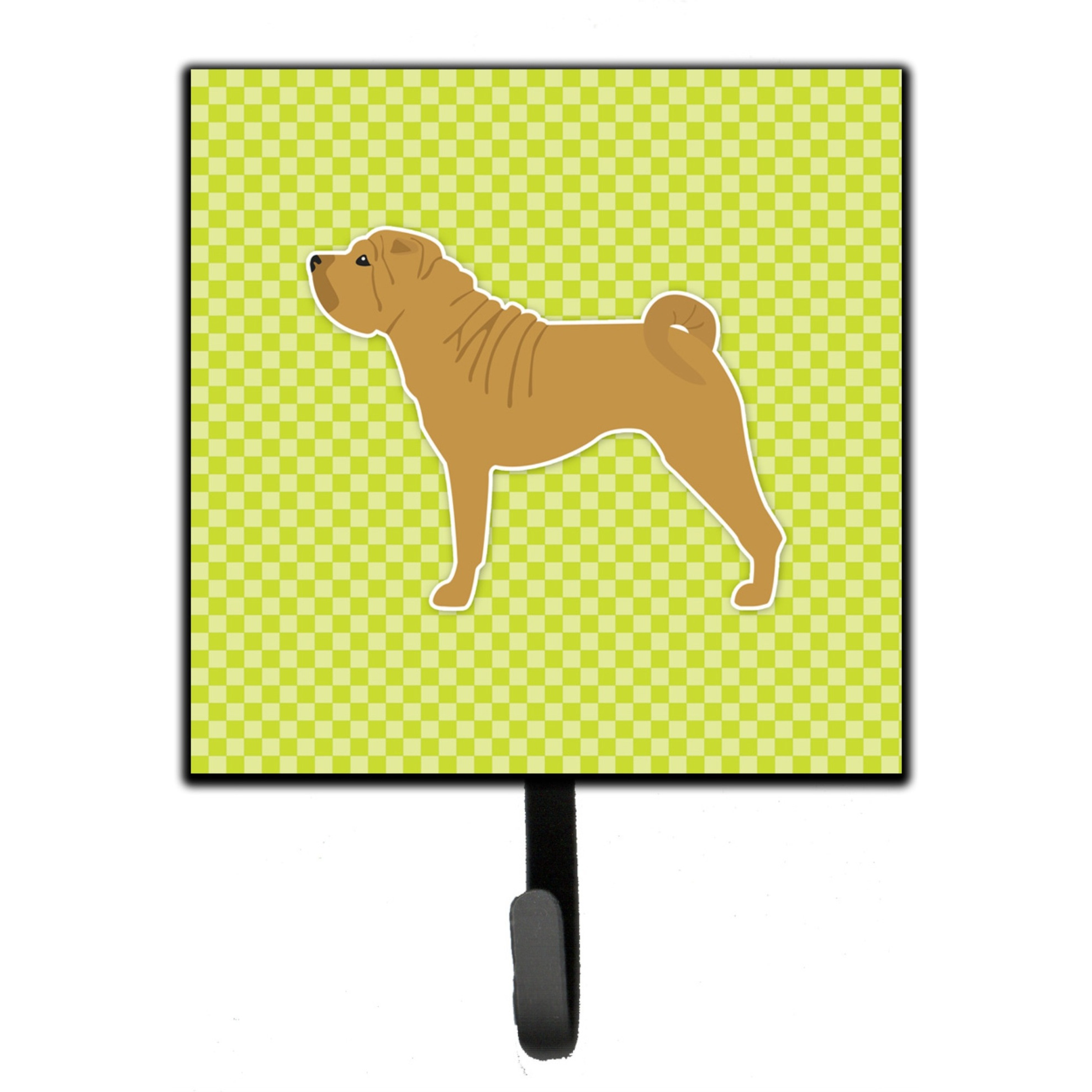 &quotCaroline's Treasures Shar Pei Checkerboard Green Leash or Key Holder BB3852SH4, Small, Multicolor"