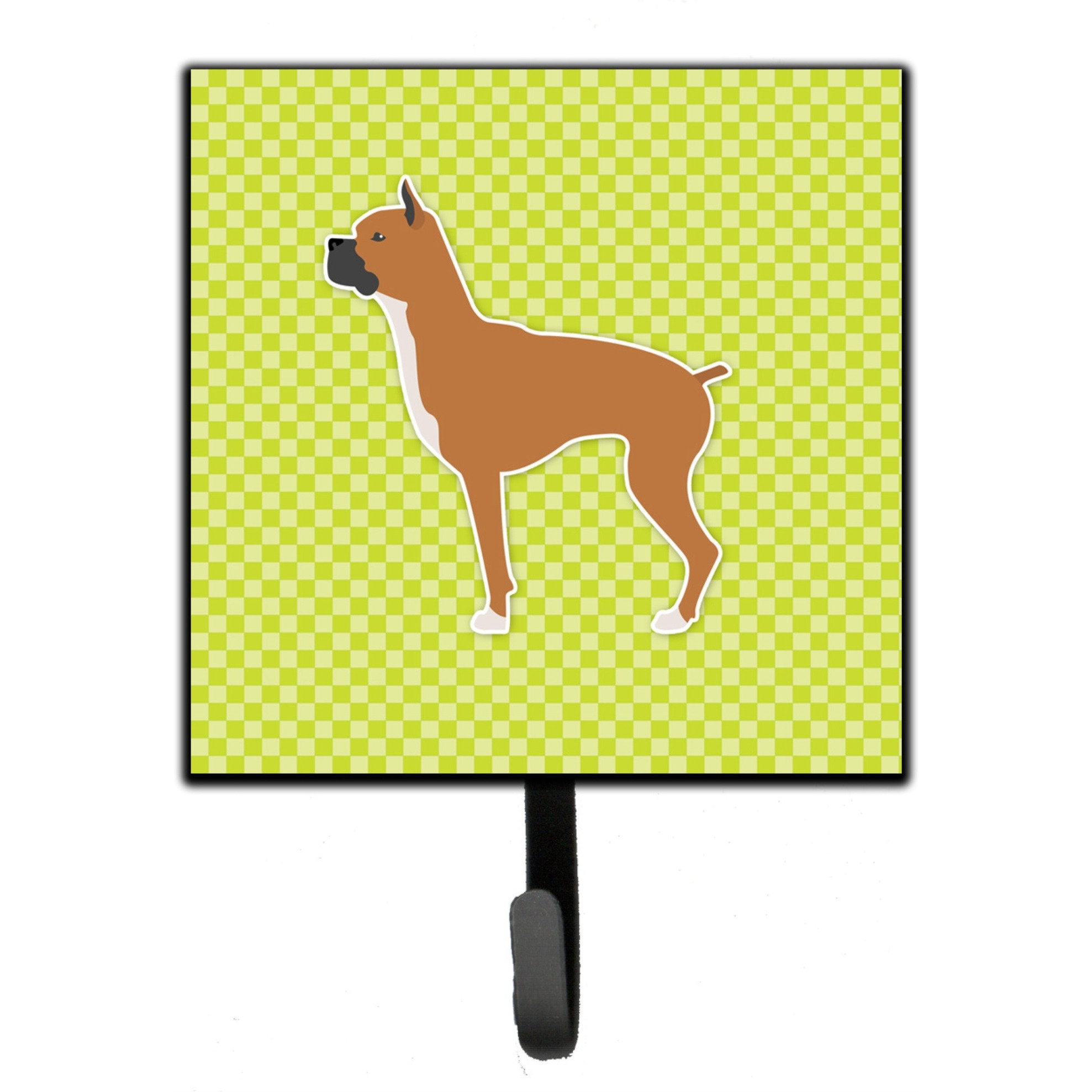 &quotCaroline's Treasures Boxer Checkerboard Green Leash or Key Holder BB3853SH4, Small, Multicolor"