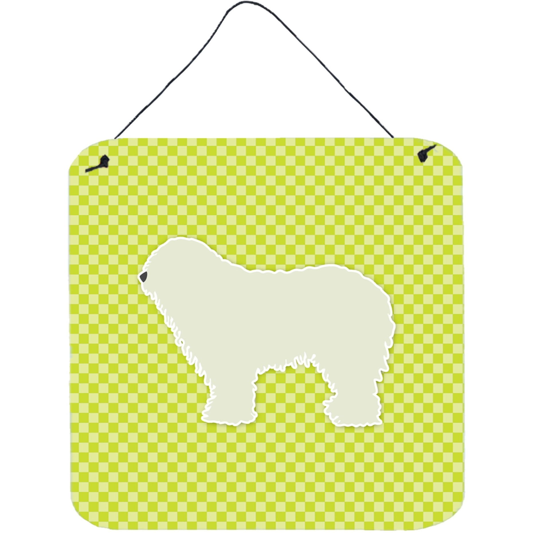 &quotCaroline's Treasures Komondor Checkerboard Green Wall or Door Hanging Prints BB3855DS66, 6"" x 6"", Multicolor"