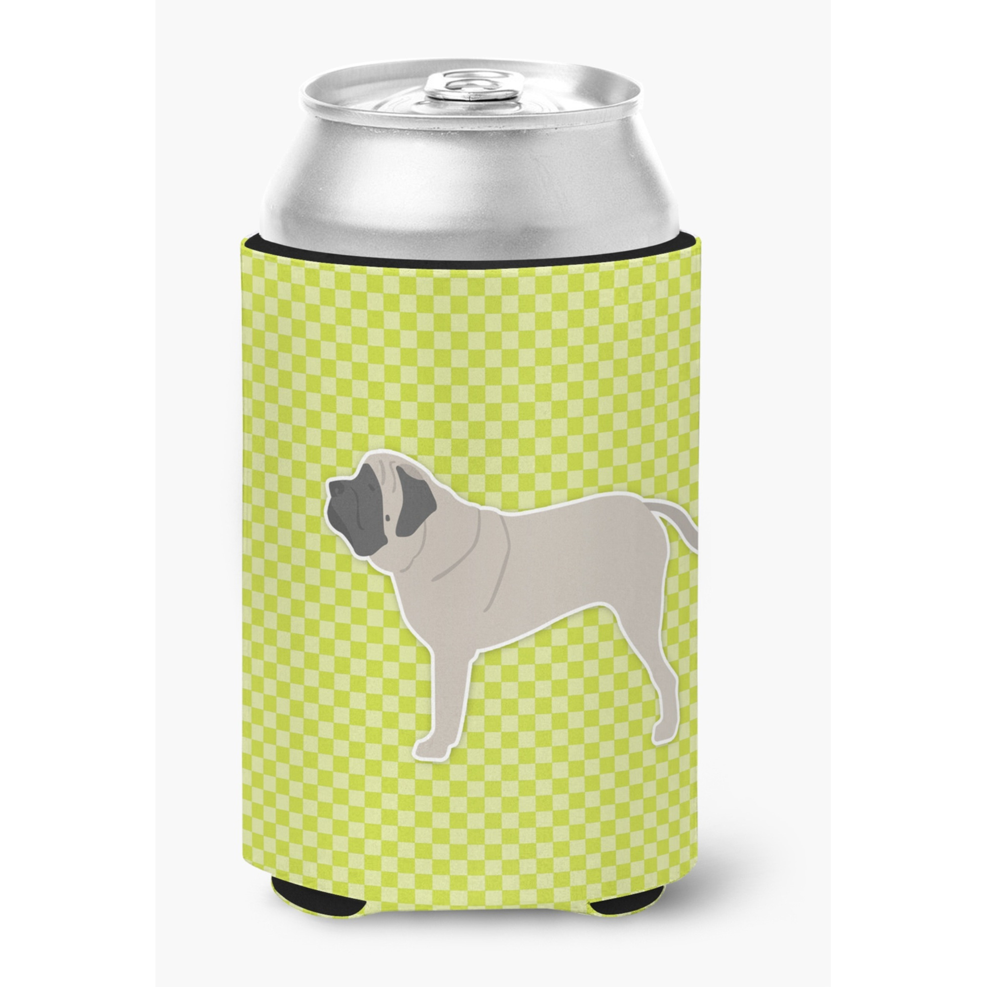 &quotCaroline's Treasures English Mastiff Checkerboard green Can or Bottle Hugger BB3856CC, Can Hugger, Multicolor"