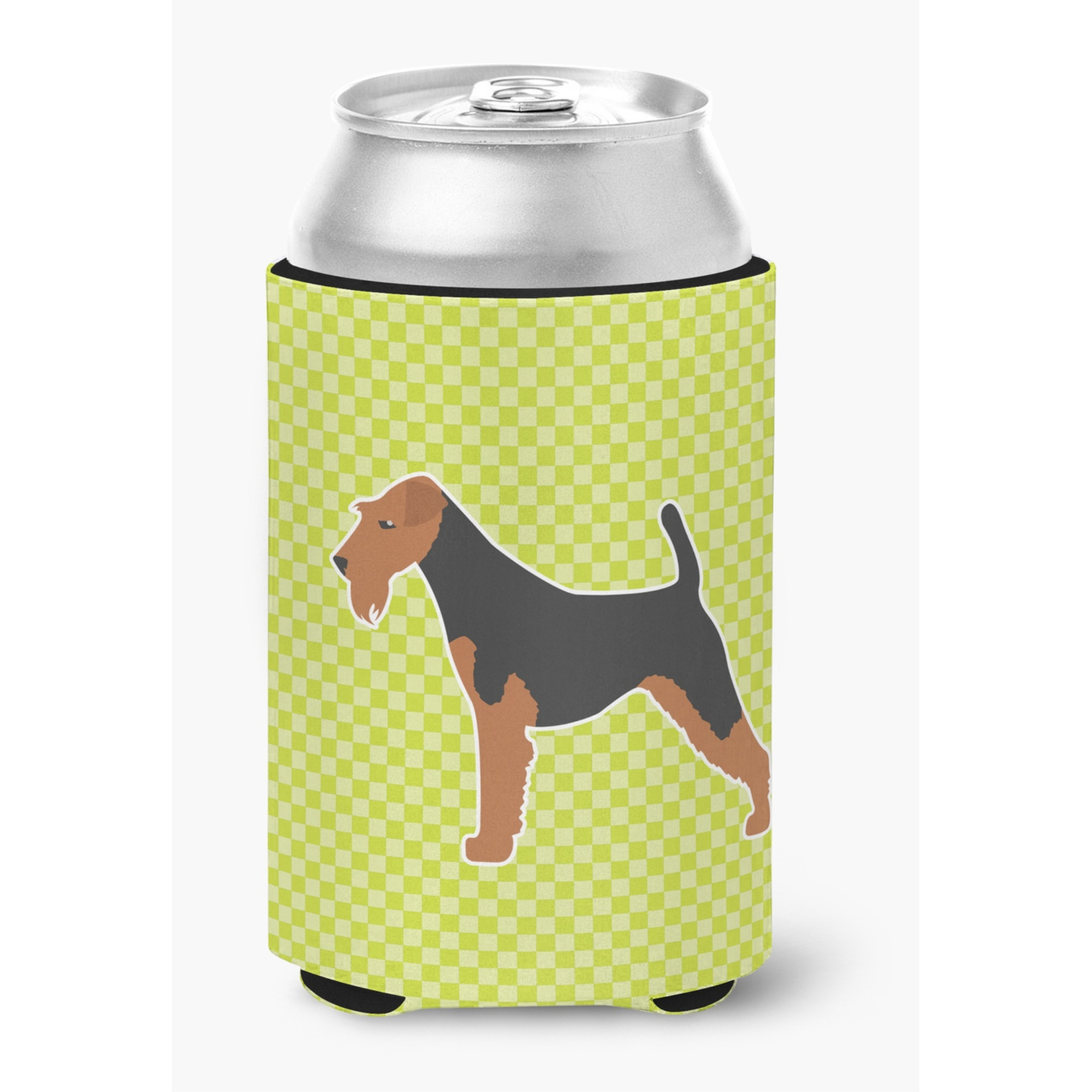 &quotCaroline's Treasures Airedale Terrier Checkerboard green Can or Bottle Hugger BB3857CC, Can Hugger, Multicolor"