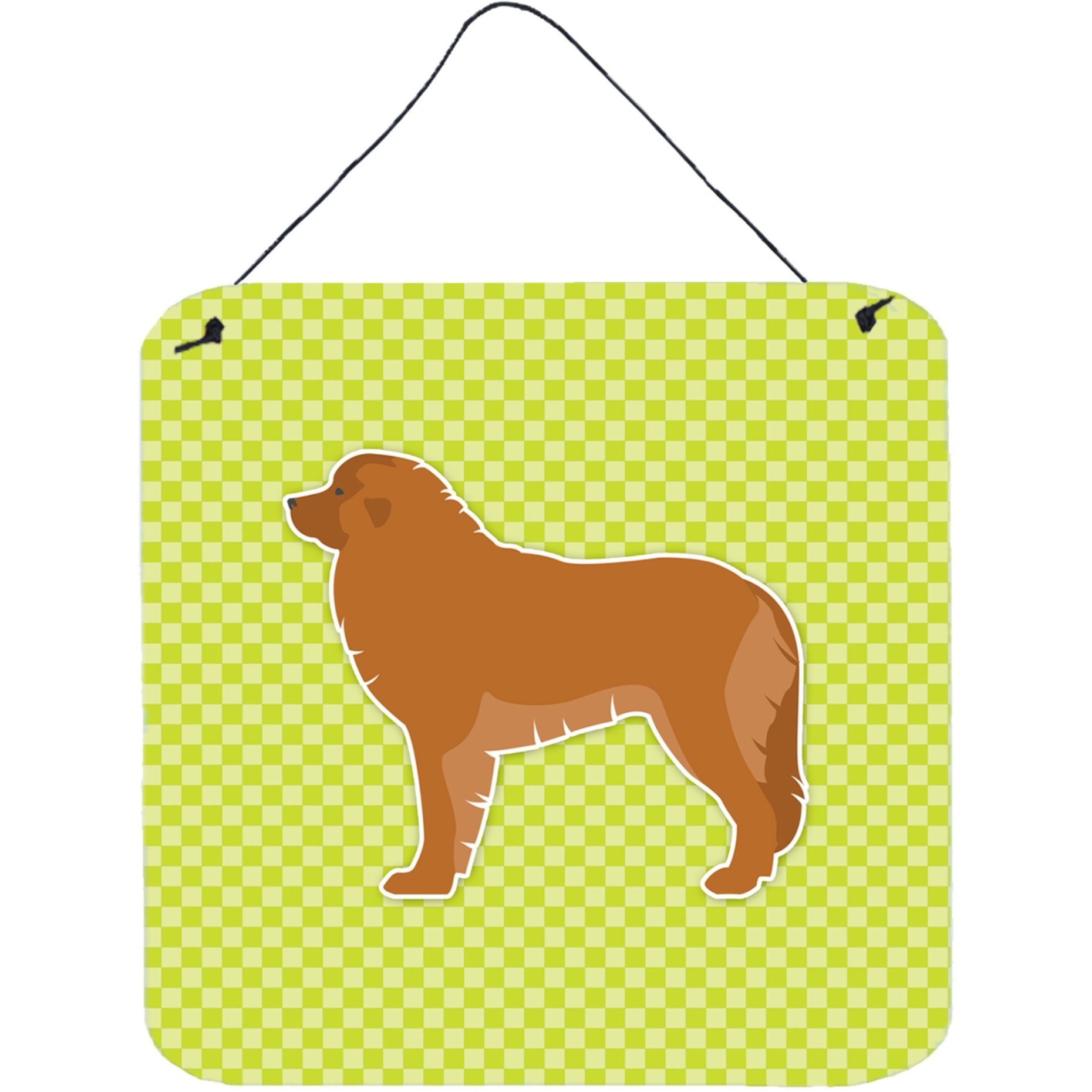 &quotCaroline's Treasures Leonberger Checkerboard Green Wall or Door Hanging Prints BB3858DS66, 6"" x 6"", Multicolor"