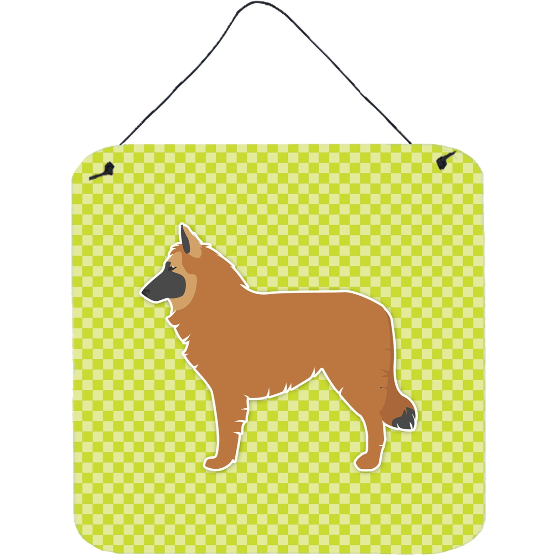 &quotCaroline's Treasures Belgian Shepherd Checkerboard Green Wall or Door Hanging Prints BB3861DS66, 6"" x 6"", Multicolor"