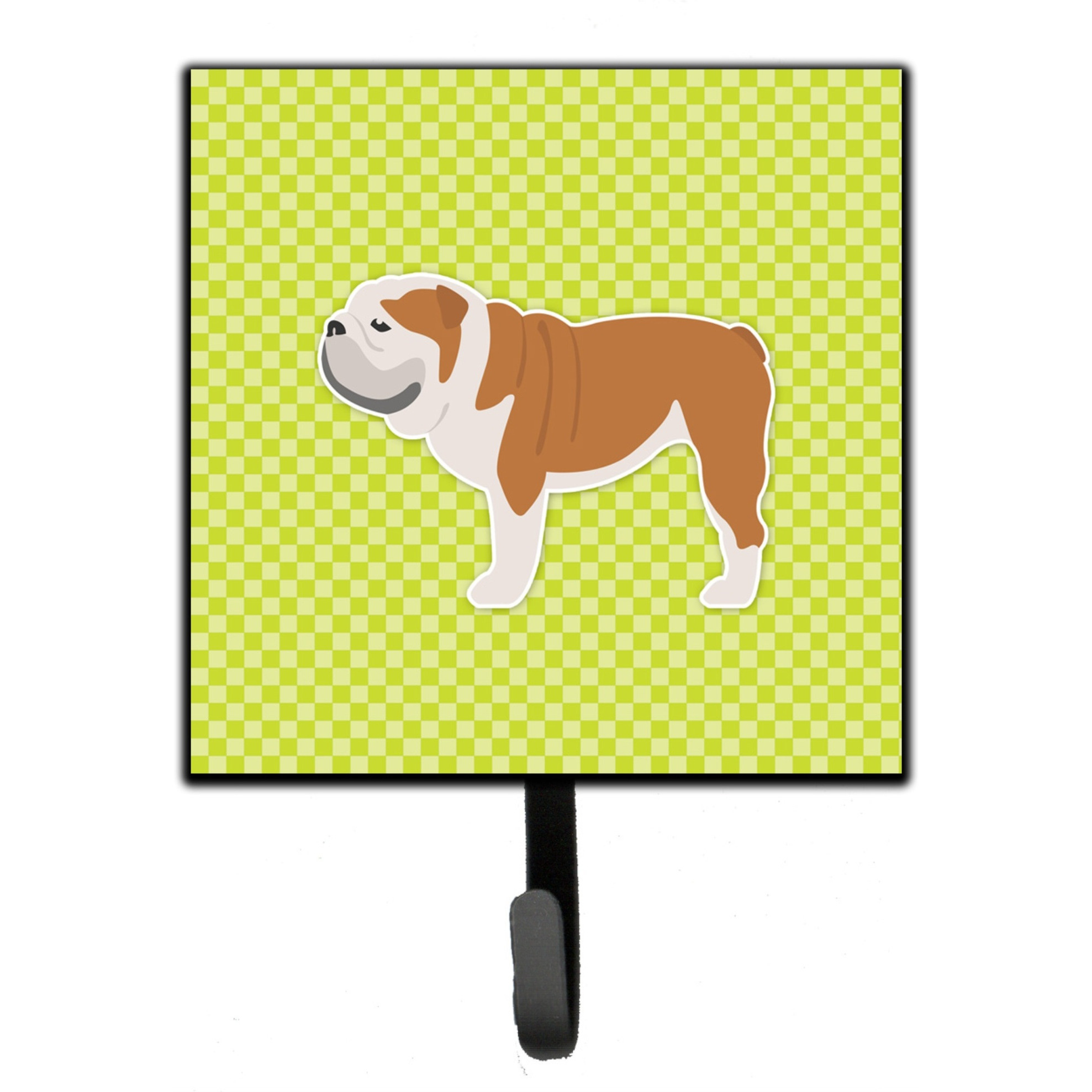 &quotCaroline's Treasures English Bulldog Checkerboard Green Leash or Key Holder BB3862SH4, Small, Multicolor"