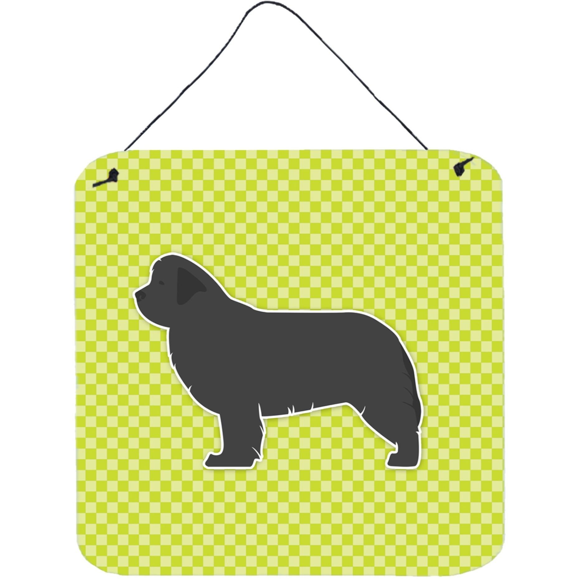 &quotCaroline's Treasures Newfoundland Checkerboard Green Wall or Door Hanging Prints BB3864DS66, 6"" x 6"", Multicolor"