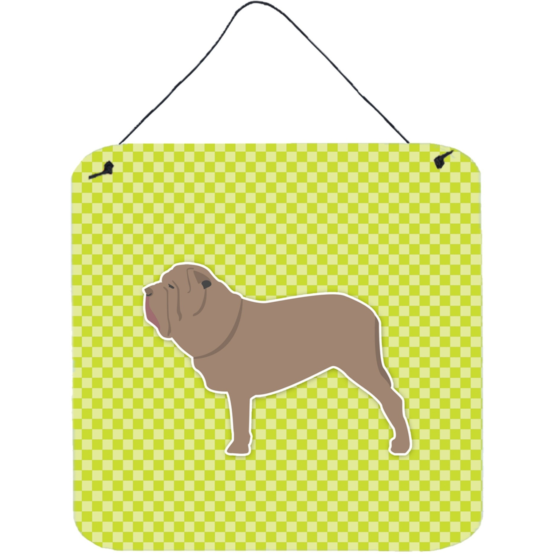 &quotCaroline's Treasures Neapolitan Mastiff Checkerboard Green Wall or Door Hanging Prints BB3865DS66, 6"" x 6"", Multicolor"