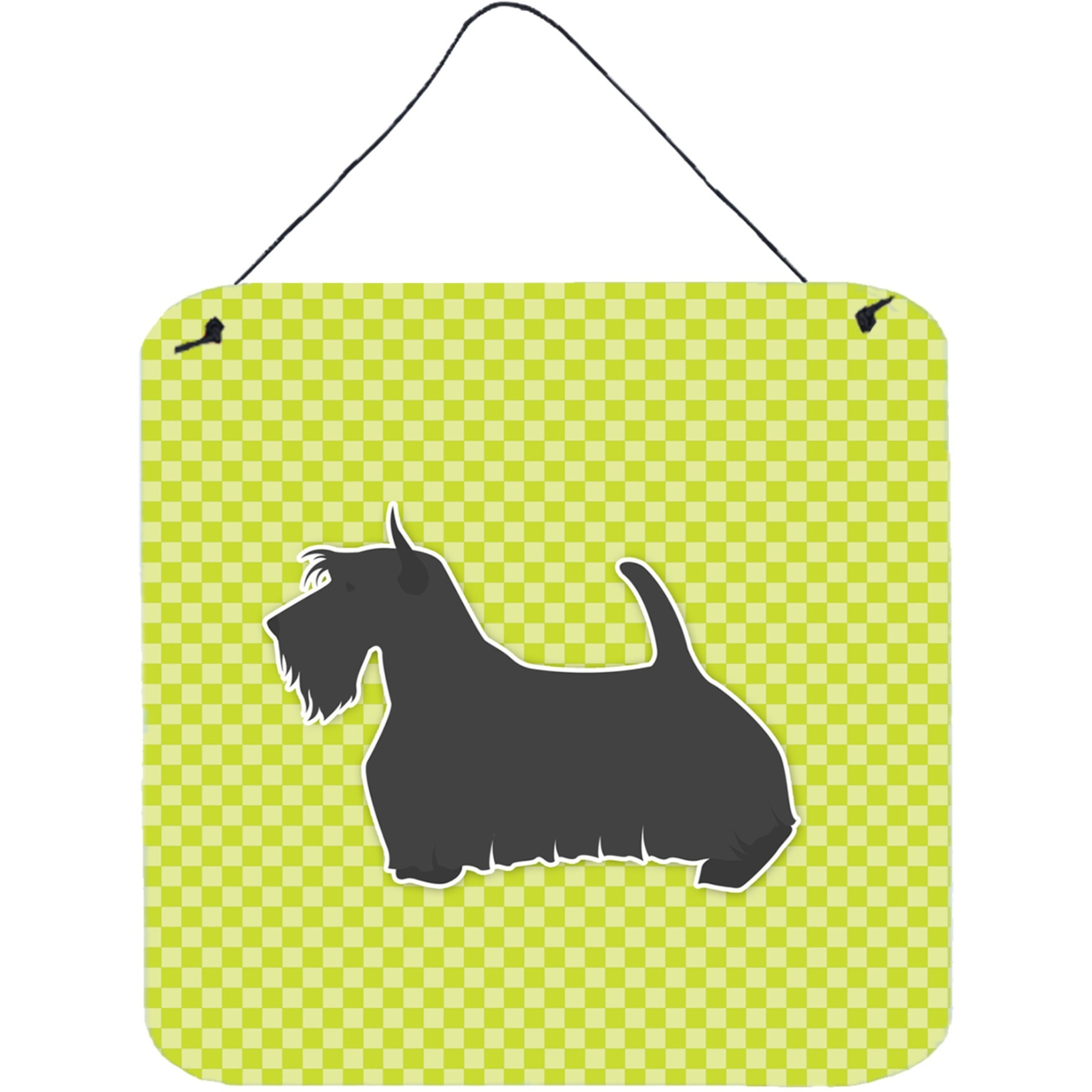 &quotCaroline's Treasures Scottish Terrier Checkerboard Green Wall or Door Hanging Prints BB3869DS66, 6"" x 6"", Multicolor"