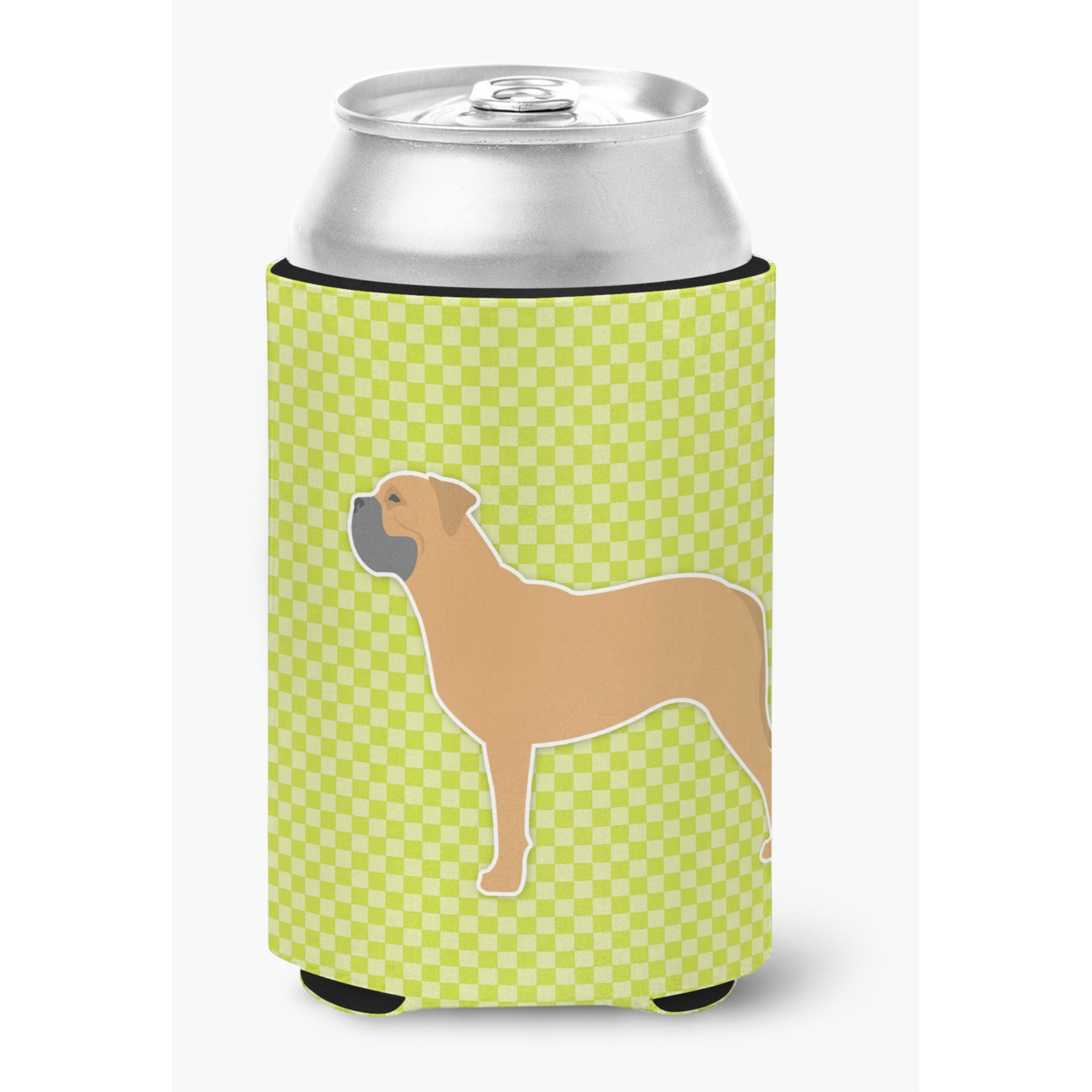 &quotCaroline's Treasures Bullmastiff Checkerboard green Can or Bottle Hugger BB3871CC, Can Hugger, Multicolor"