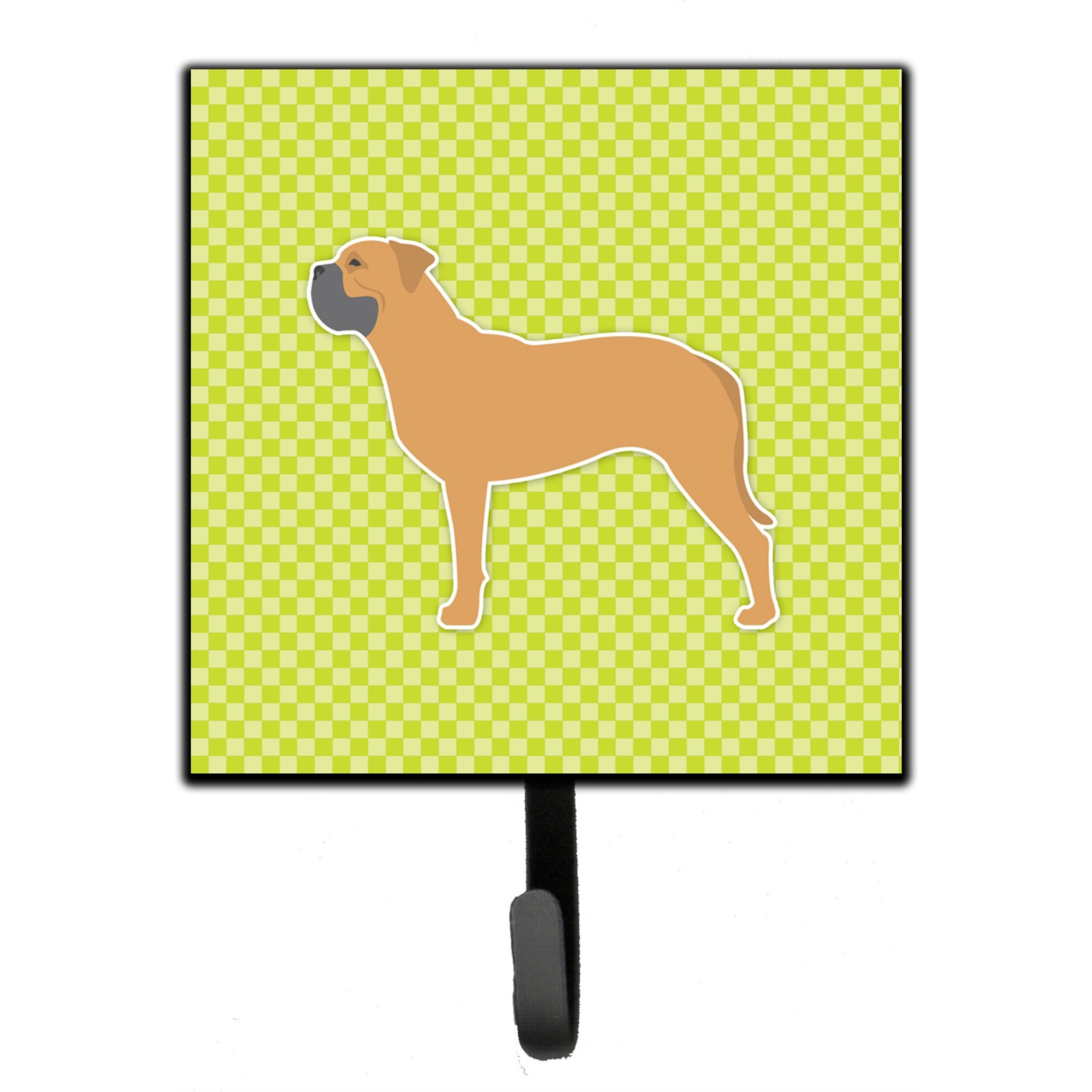 &quotCaroline's Treasures Bullmastiff Checkerboard Green Leash or Key Holder BB3871SH4, Small, Multicolor"