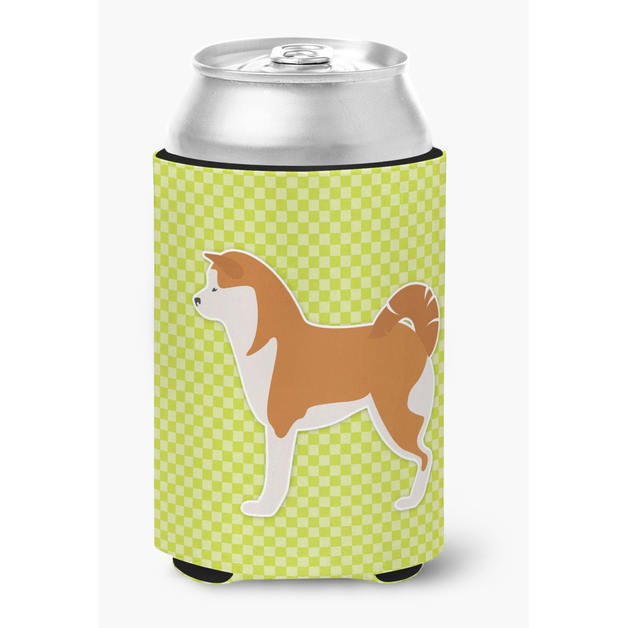 &quotCaroline's Treasures Akita Checkerboard green Can or Bottle Hugger BB3872CC, Can Hugger, Multicolor"