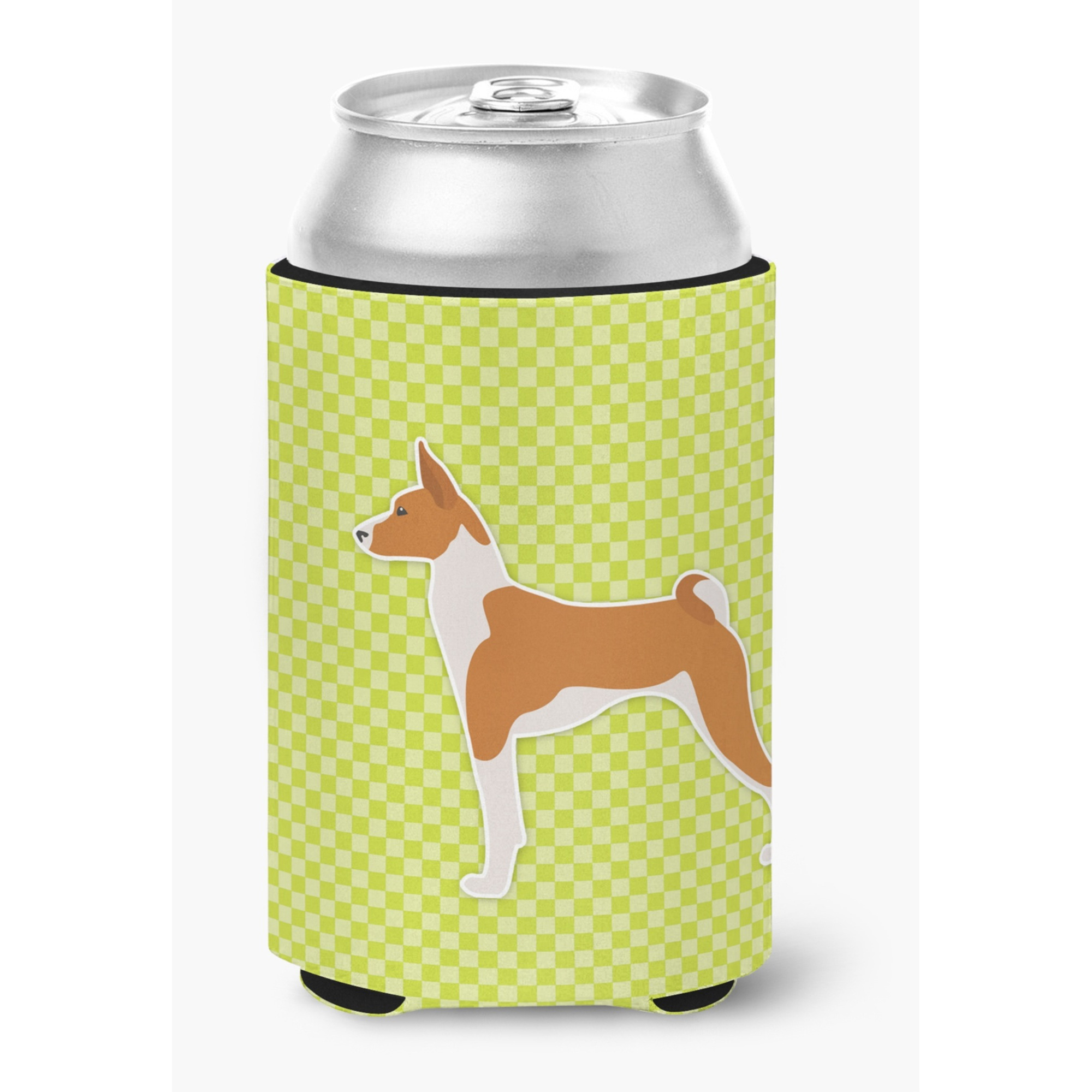 &quotCaroline's Treasures Basenji Checkerboard green Can or Bottle Hugger BB3874CC, Can Hugger, Multicolor"