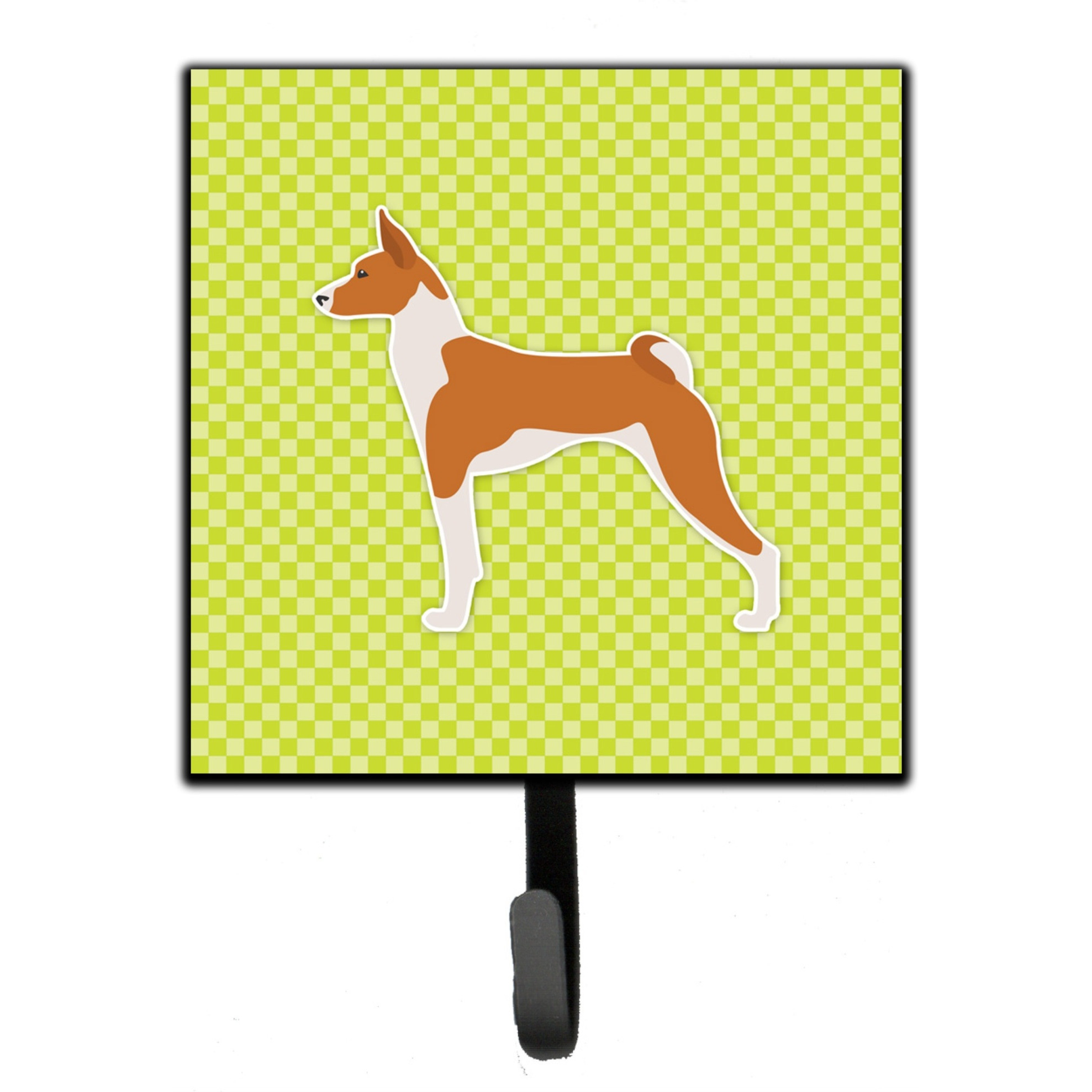 &quotCaroline's Treasures Basenji Checkerboard Green Leash or Key Holder BB3874SH4, Small, Multicolor"