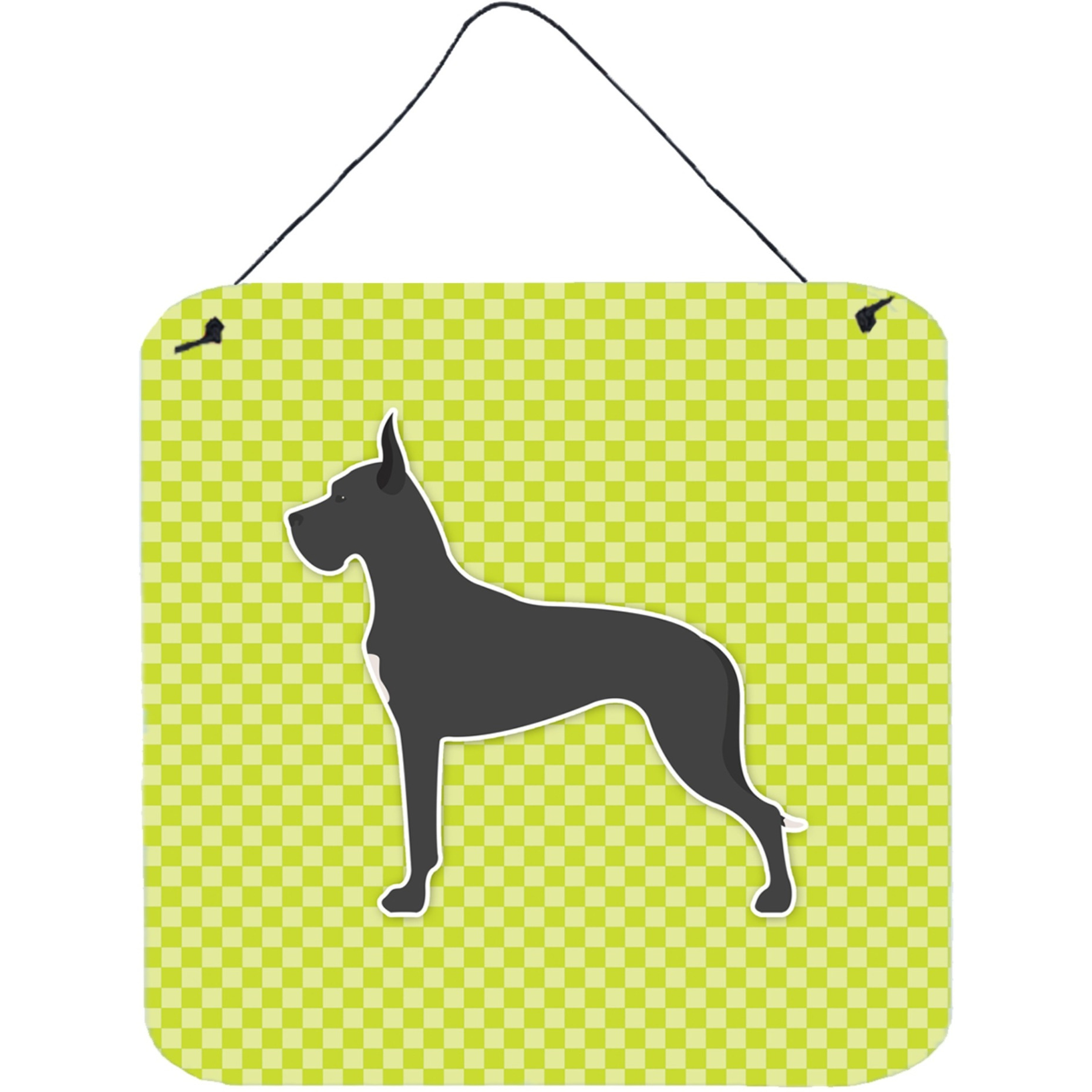 &quotCaroline's Treasures Dane Checkerboard Green Wall or Door Hanging Prints BB3875DS66, 6"" x 6"", Multicolor"