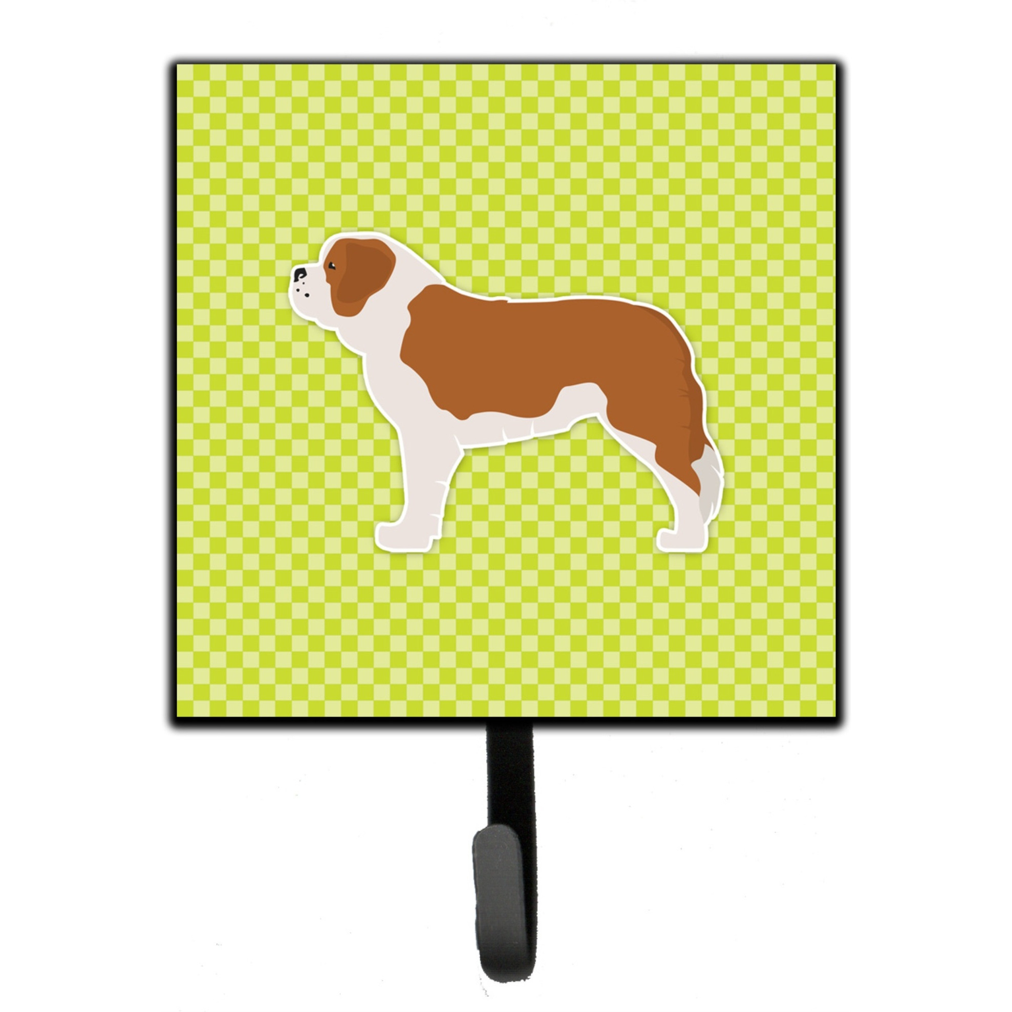 &quotCaroline's Treasures Saint Bernard Checkerboard Green Leash or Key Holder BB3876SH4, Small, Multicolor"